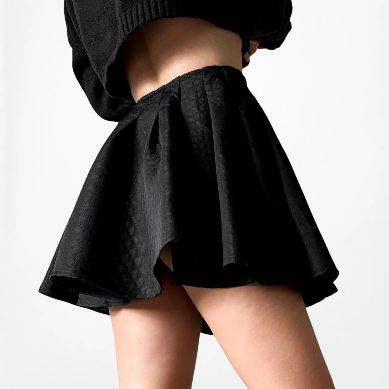 Forever 21 Black Pleated Skater Flared Mini Skirt Size S