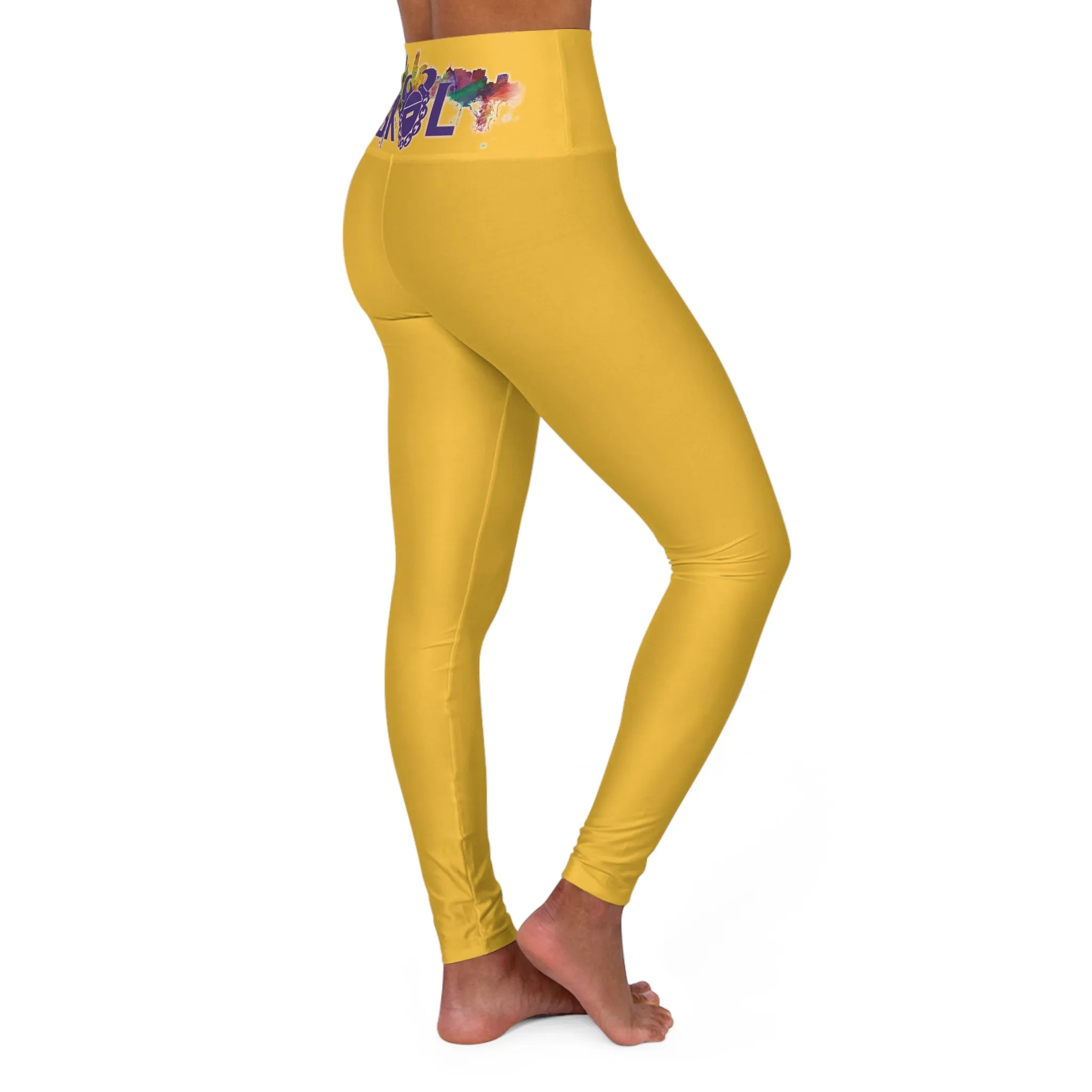 High Waisted Yoga Leggings - Gold - Skyline