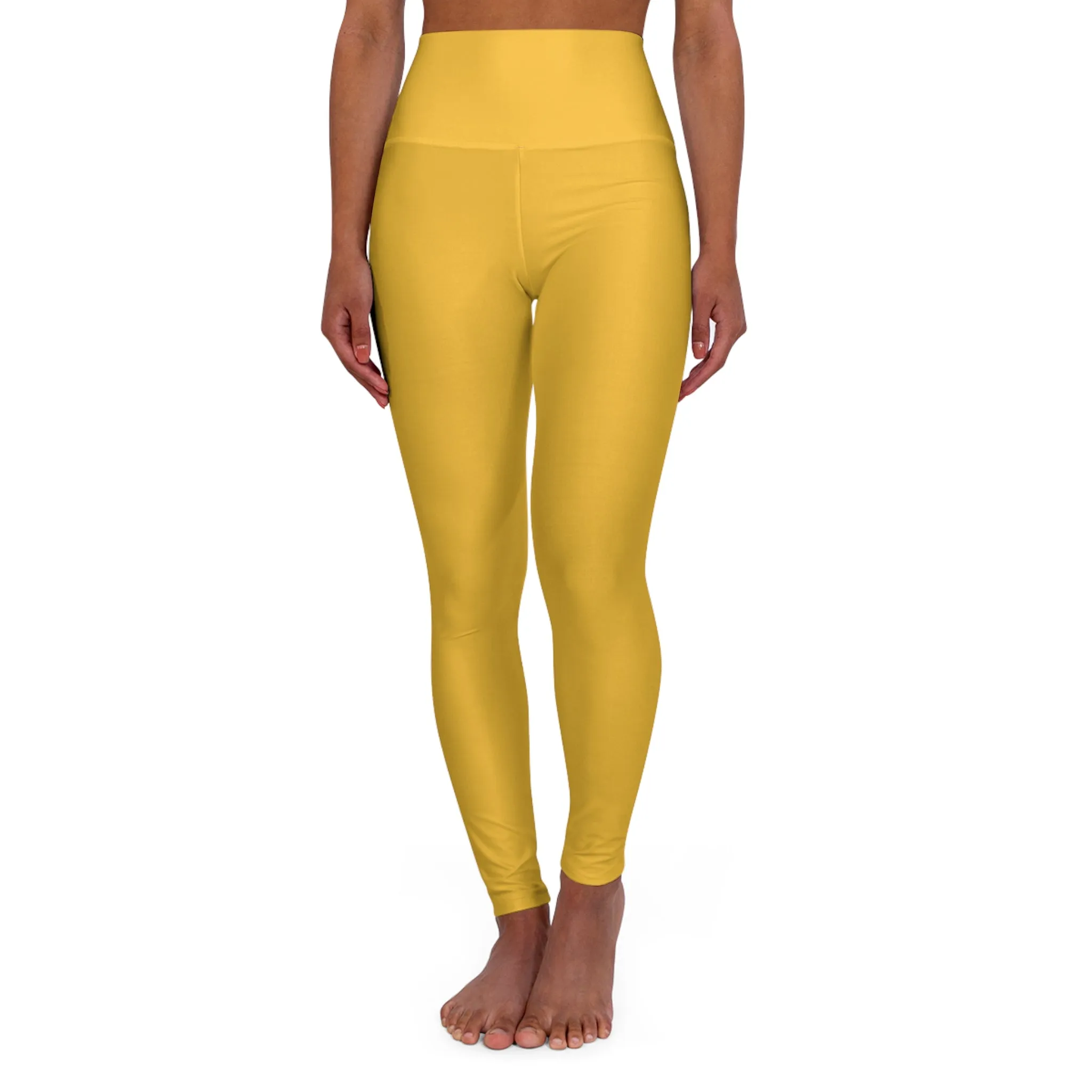 High Waisted Yoga Leggings - Gold - Skyline