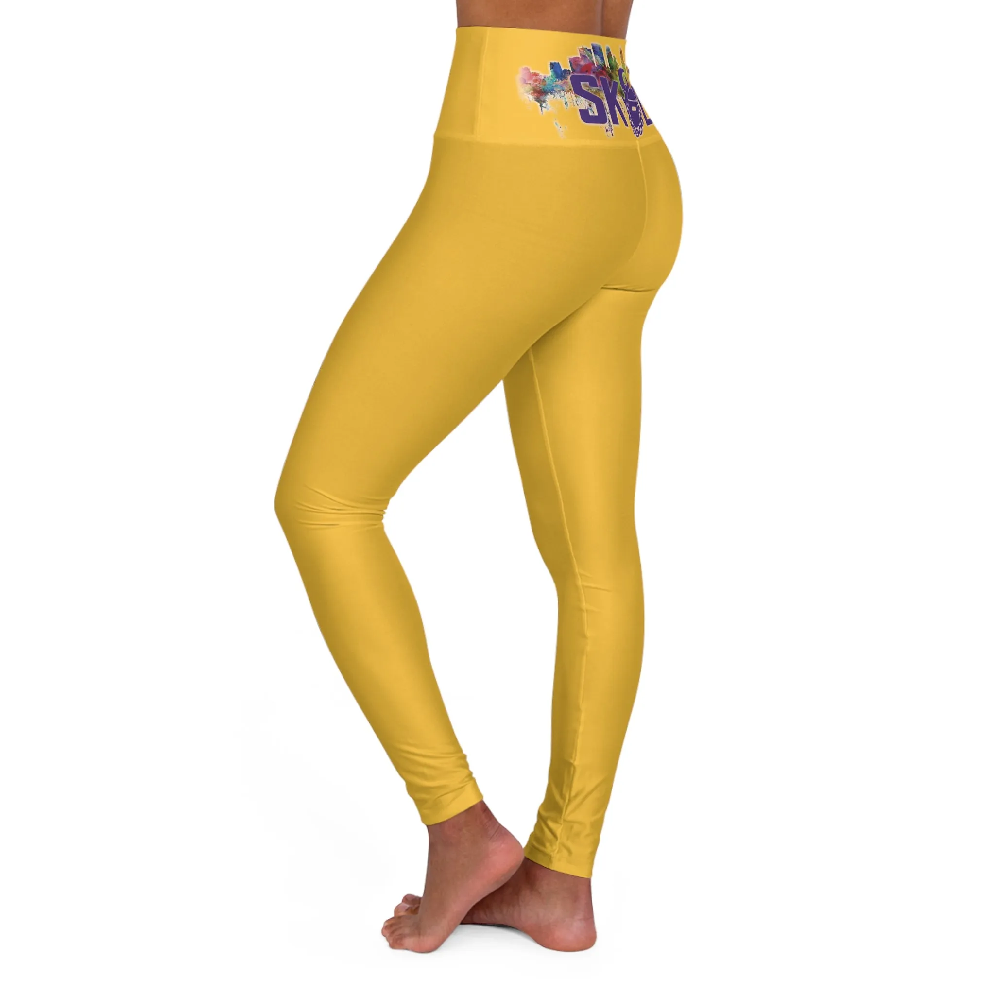 High Waisted Yoga Leggings - Gold - Skyline