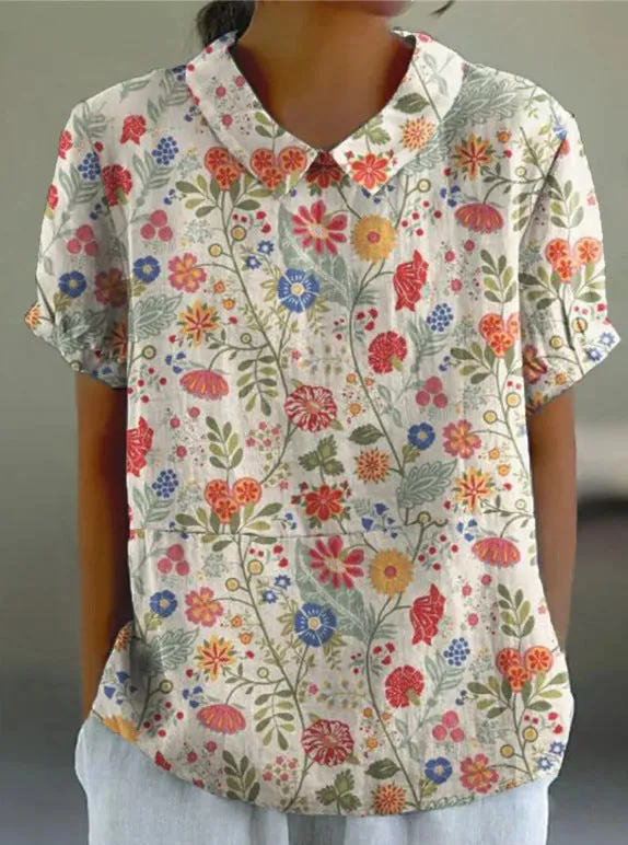 Lapel Short Sleeve Elegant Women
