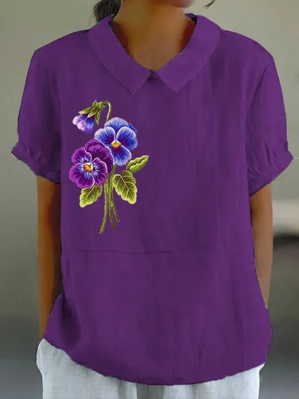 Lapel Short Sleeve Elegant Women