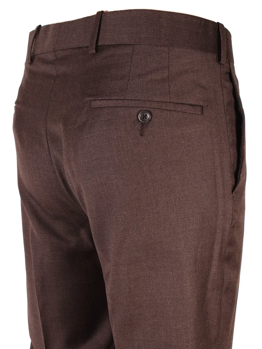 Larrimor's Collection Reda Super 130s Wool Trousers in Dark Brown