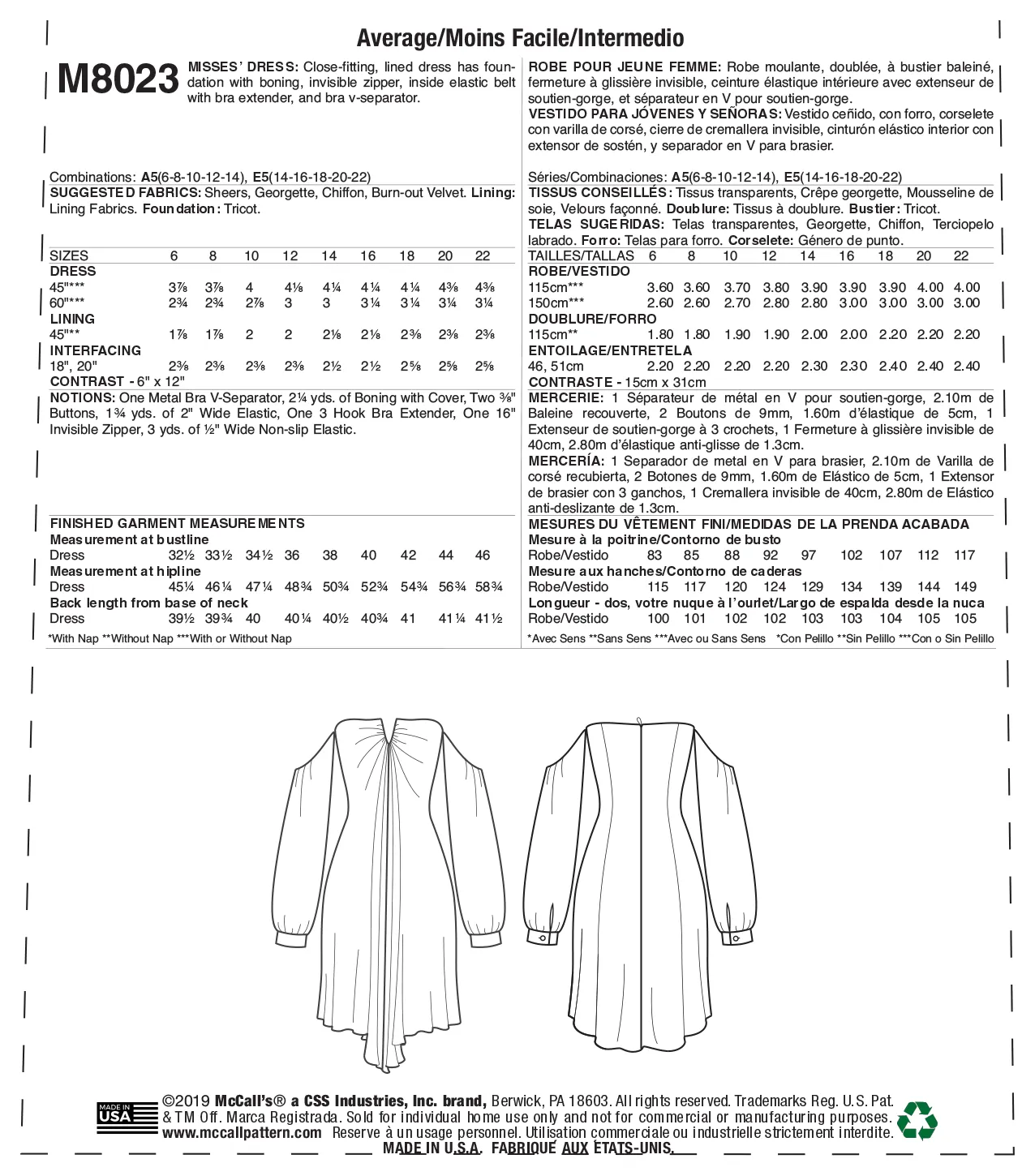 M8023 Misses' Dresses
