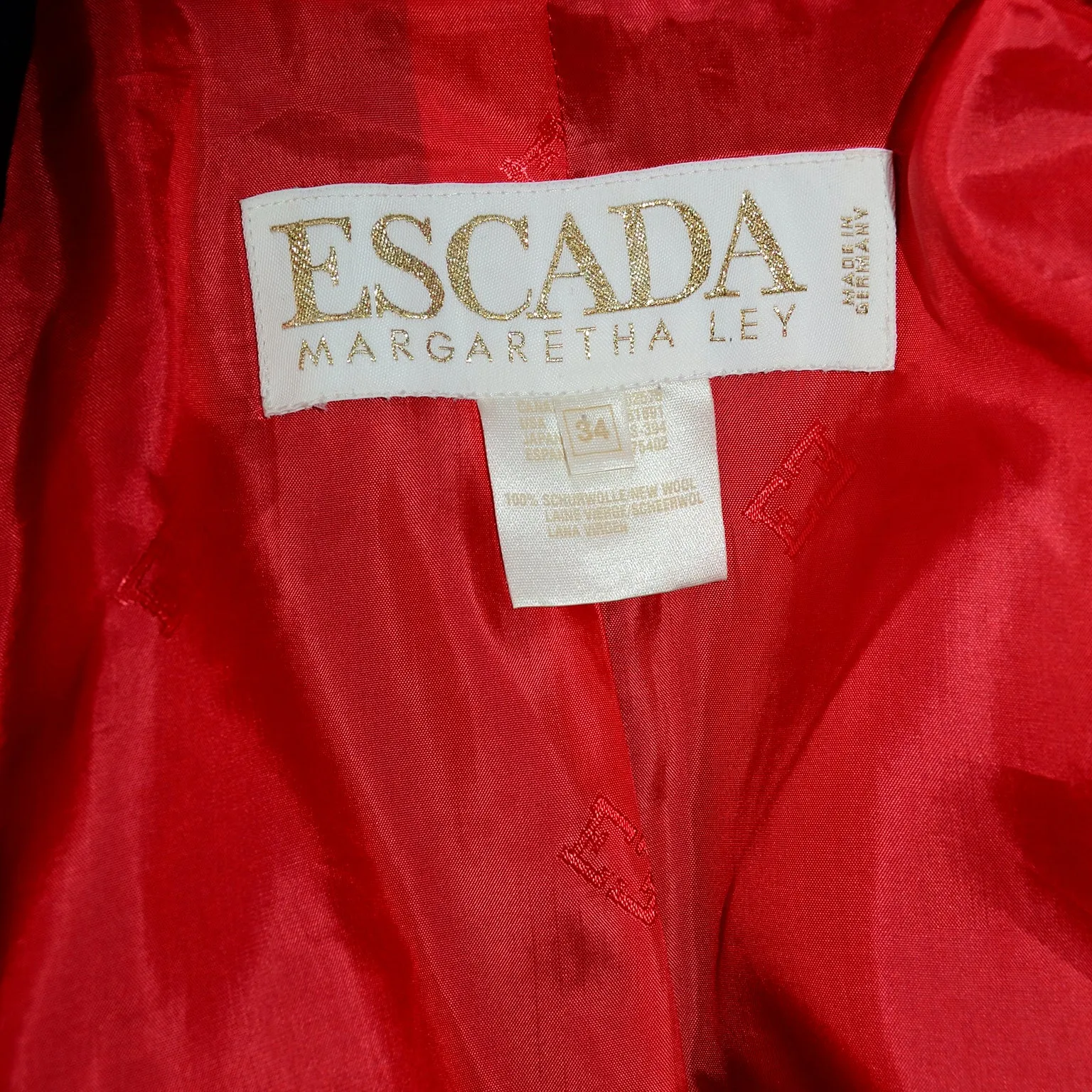 Margaretha Ley for Escada Vintage 1980s Dark Navy & Red Blazer Jacket