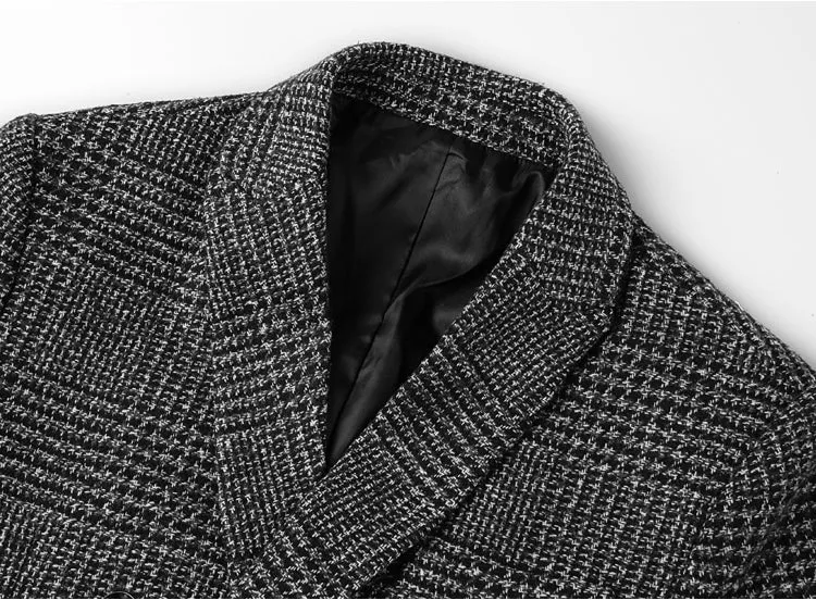 Men's Autumn/Winter European Style Slim Lattice Woolen Blazer