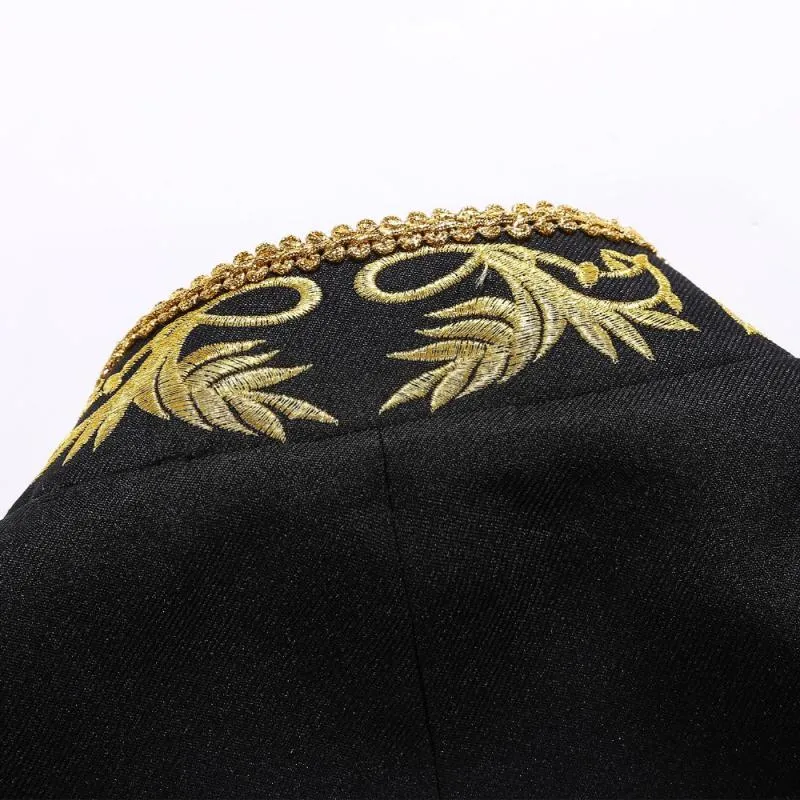 Men's Double Breasted Embroidered Blazer With Tassels