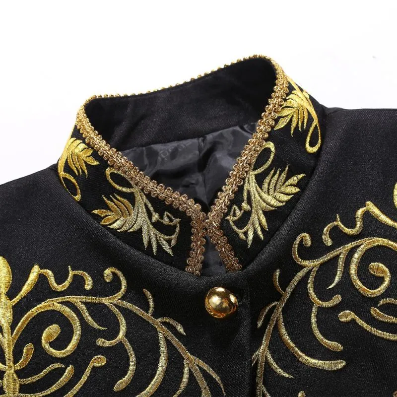 Men's Double Breasted Embroidered Blazer With Tassels
