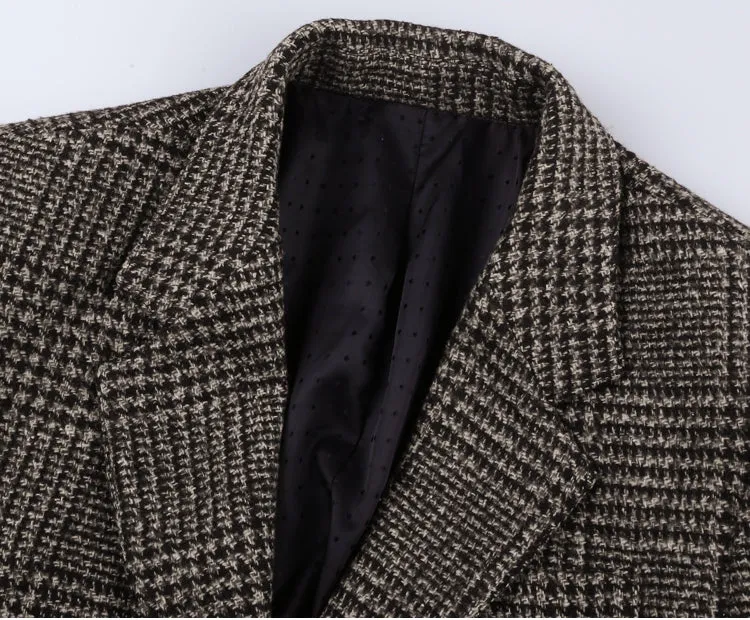 Men's Winter Woolen Plaid Slim Jacket