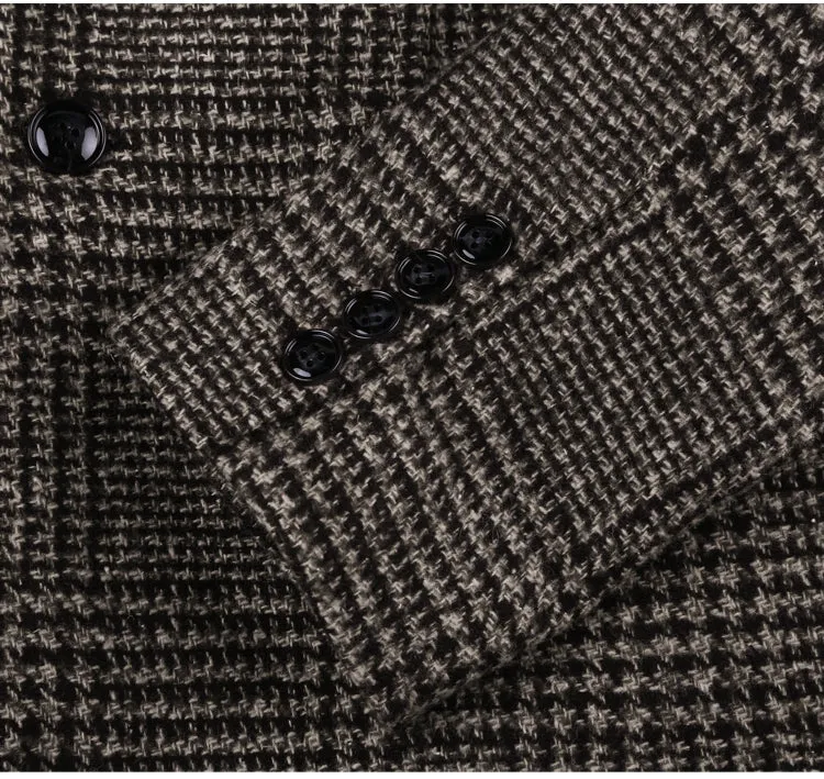 Men's Winter Woolen Plaid Slim Jacket