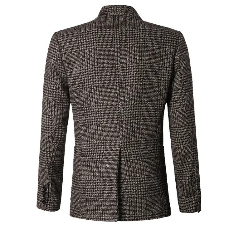 Men's Winter Woolen Plaid Slim Jacket