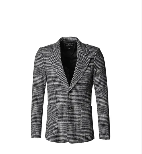 Men's Winter Woolen Plaid Slim Jacket
