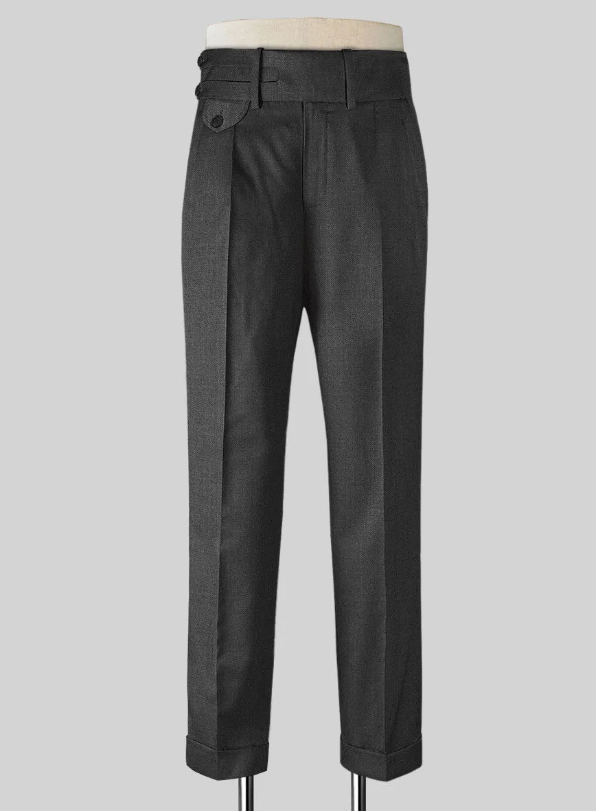 Napolean Mid Charcoal Double Gurkha Wool Trousers