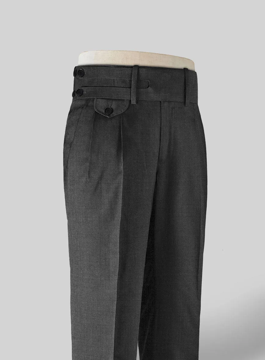 Napolean Mid Charcoal Double Gurkha Wool Trousers