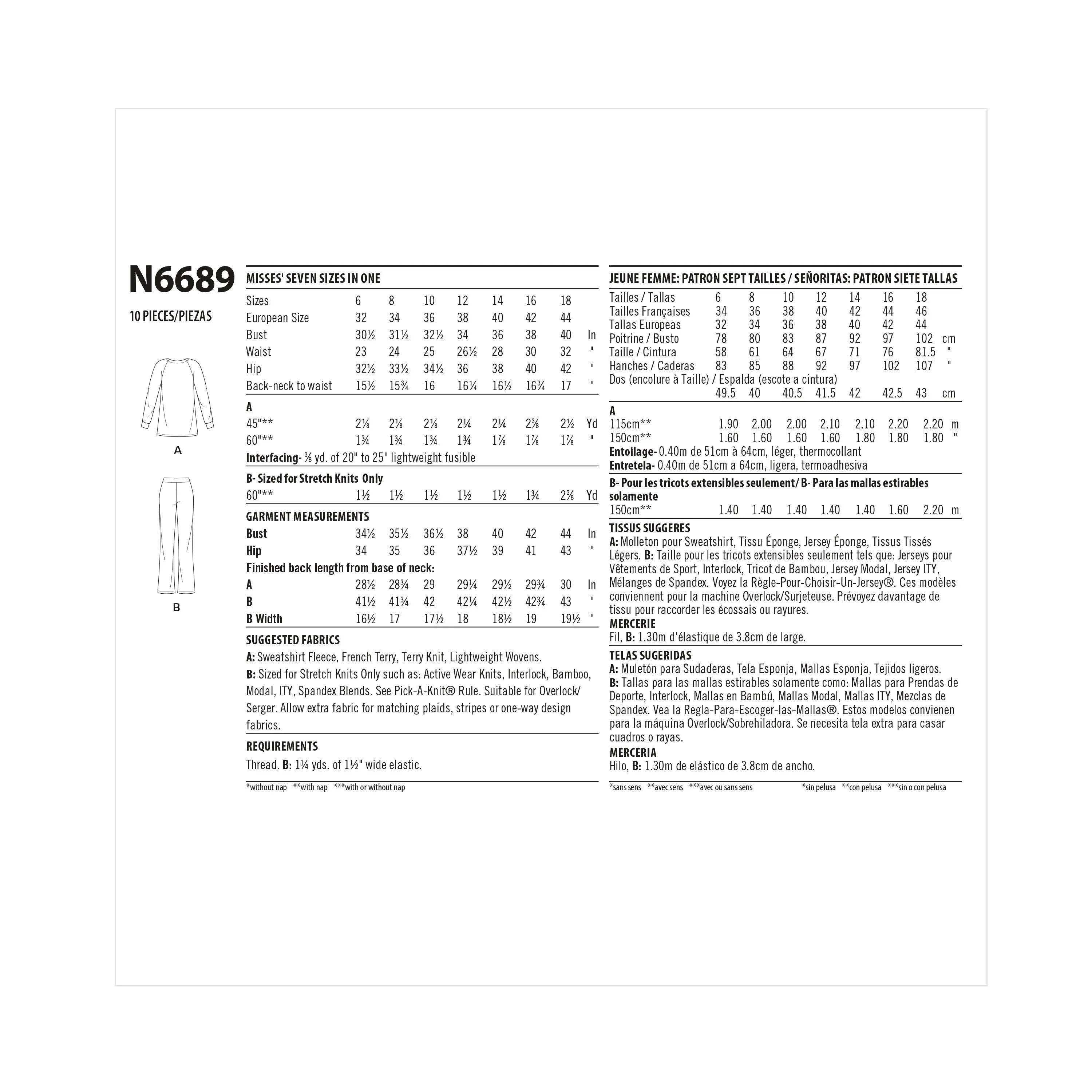 New Look Sewing Pattern N6689 - Misses' Sportswear