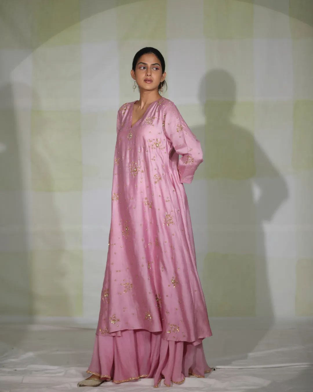 Onion Pink Embroidered Kurta Set
