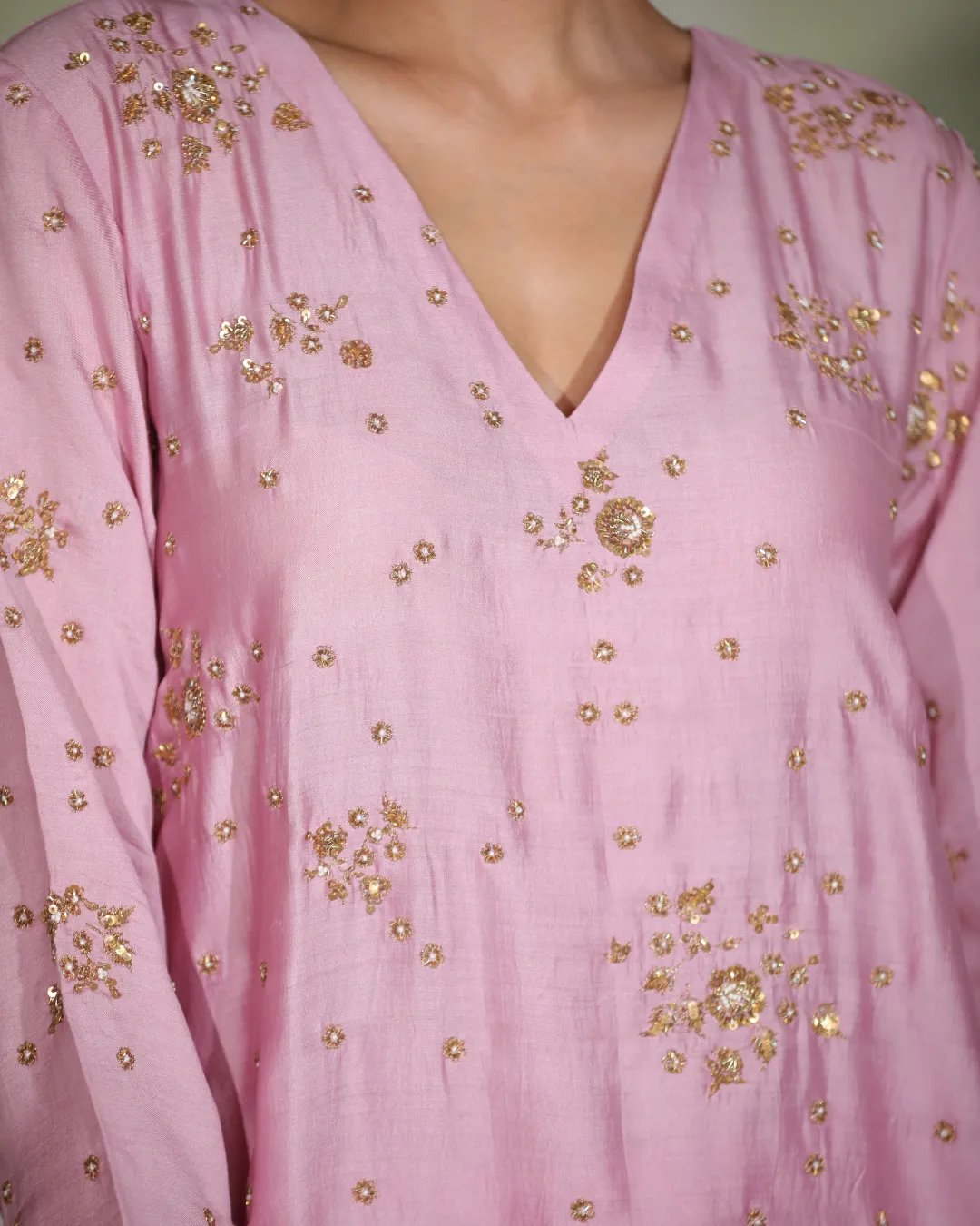 Onion Pink Embroidered Kurta Set