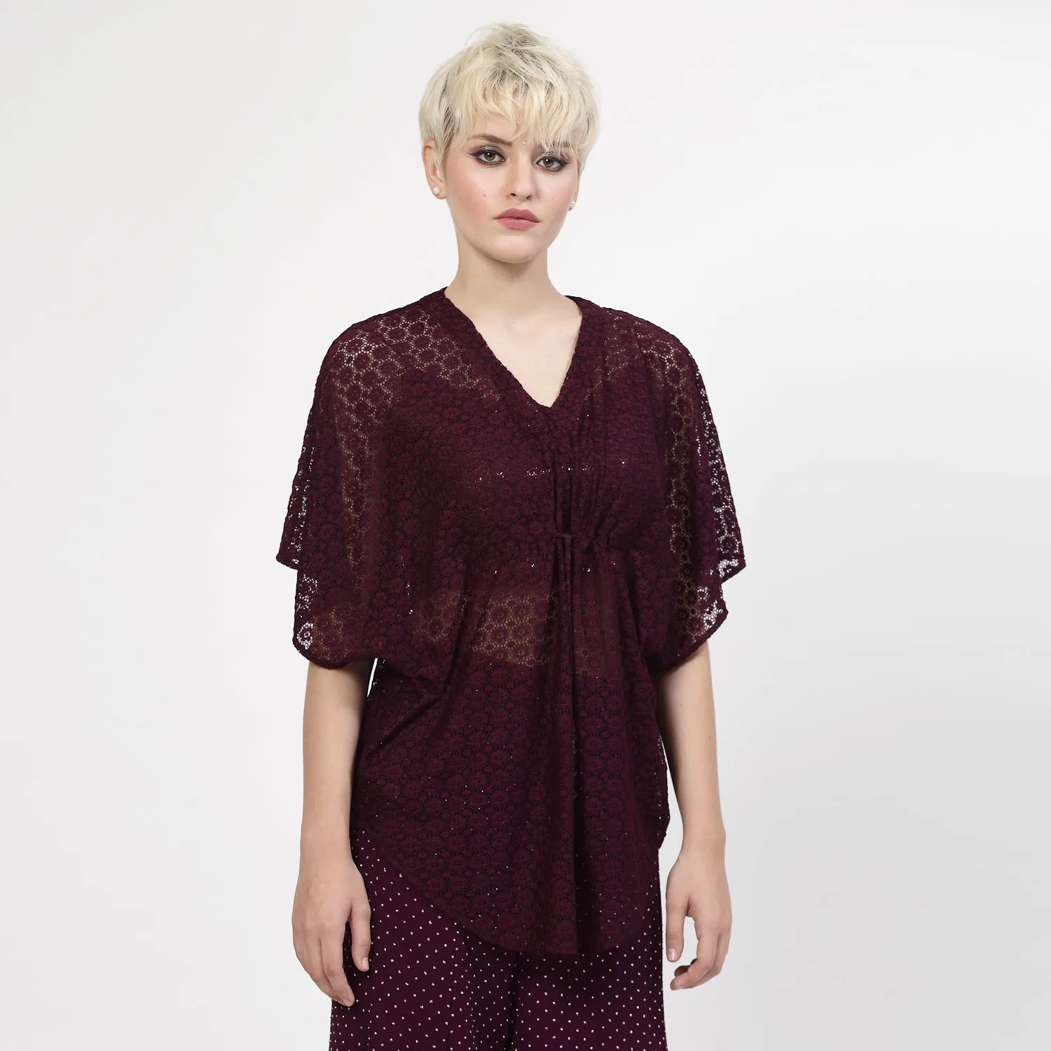Purple Flower Net Kaftaan
