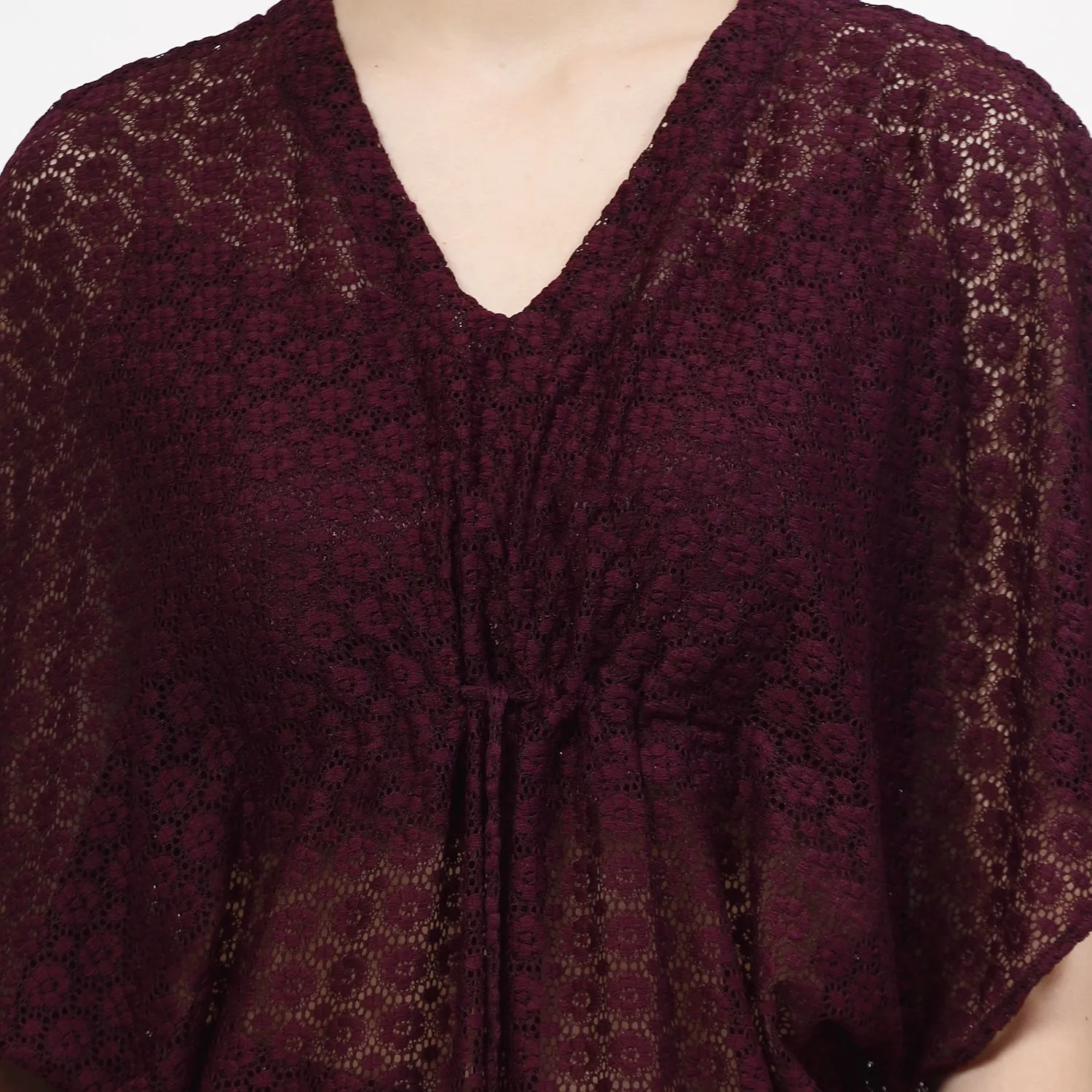 Purple Flower Net Kaftaan
