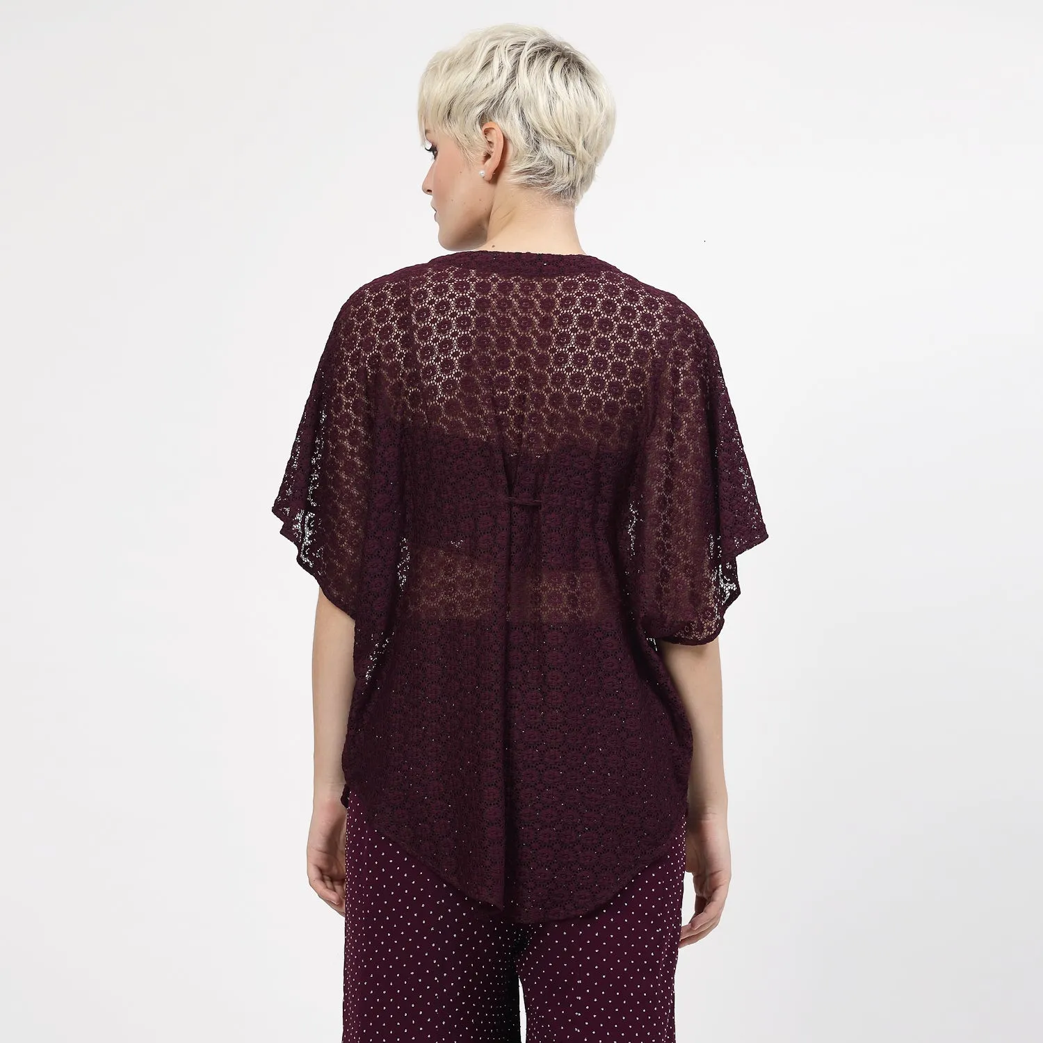 Purple Flower Net Kaftaan
