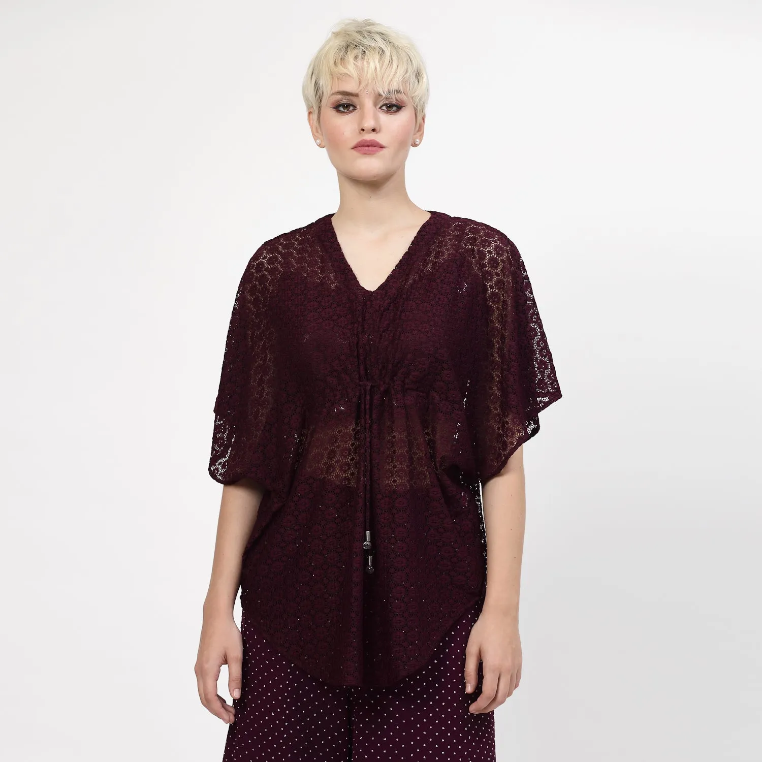 Purple Flower Net Kaftaan