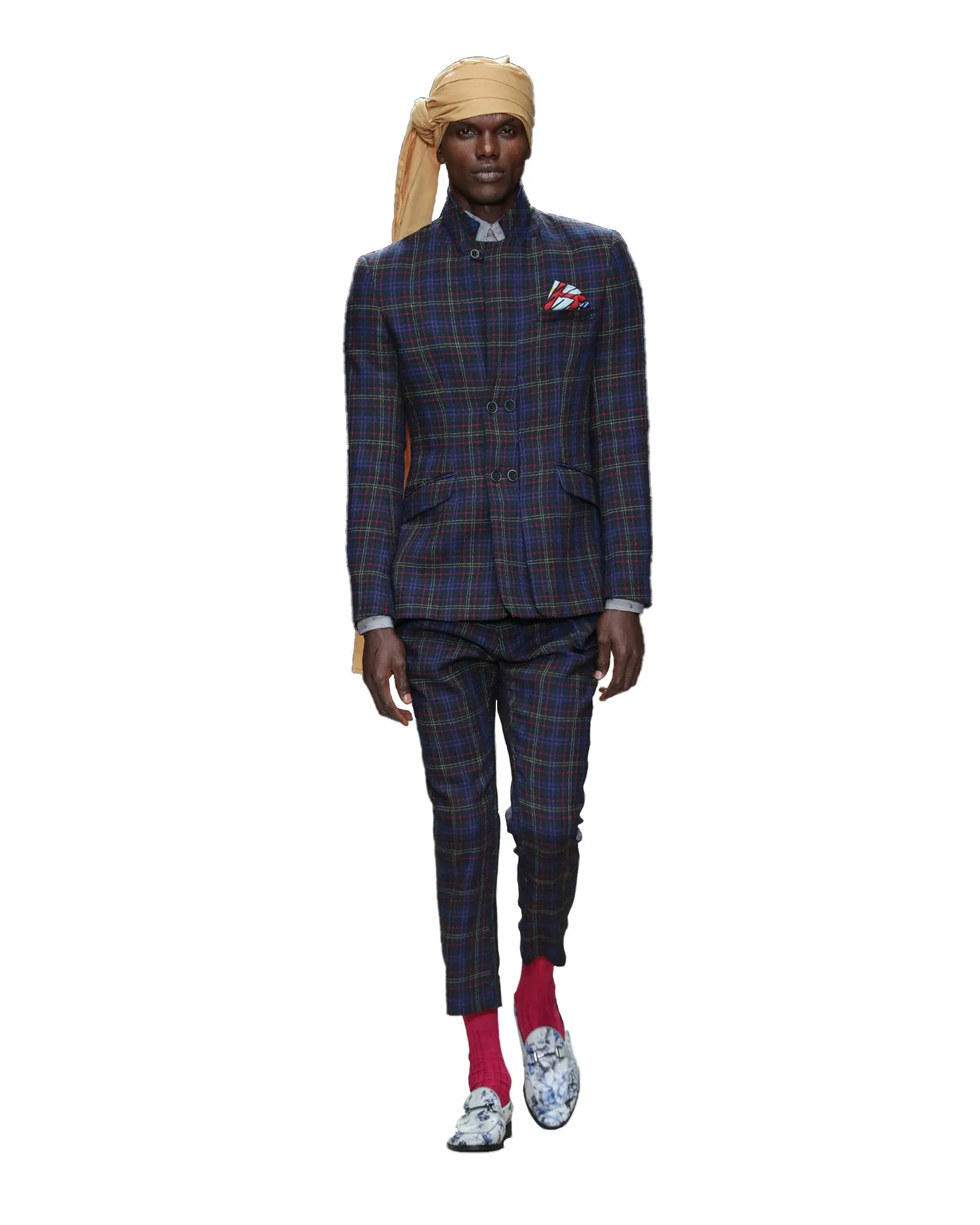 Semi Double-Breasted Wool-Blend Blazer – Check