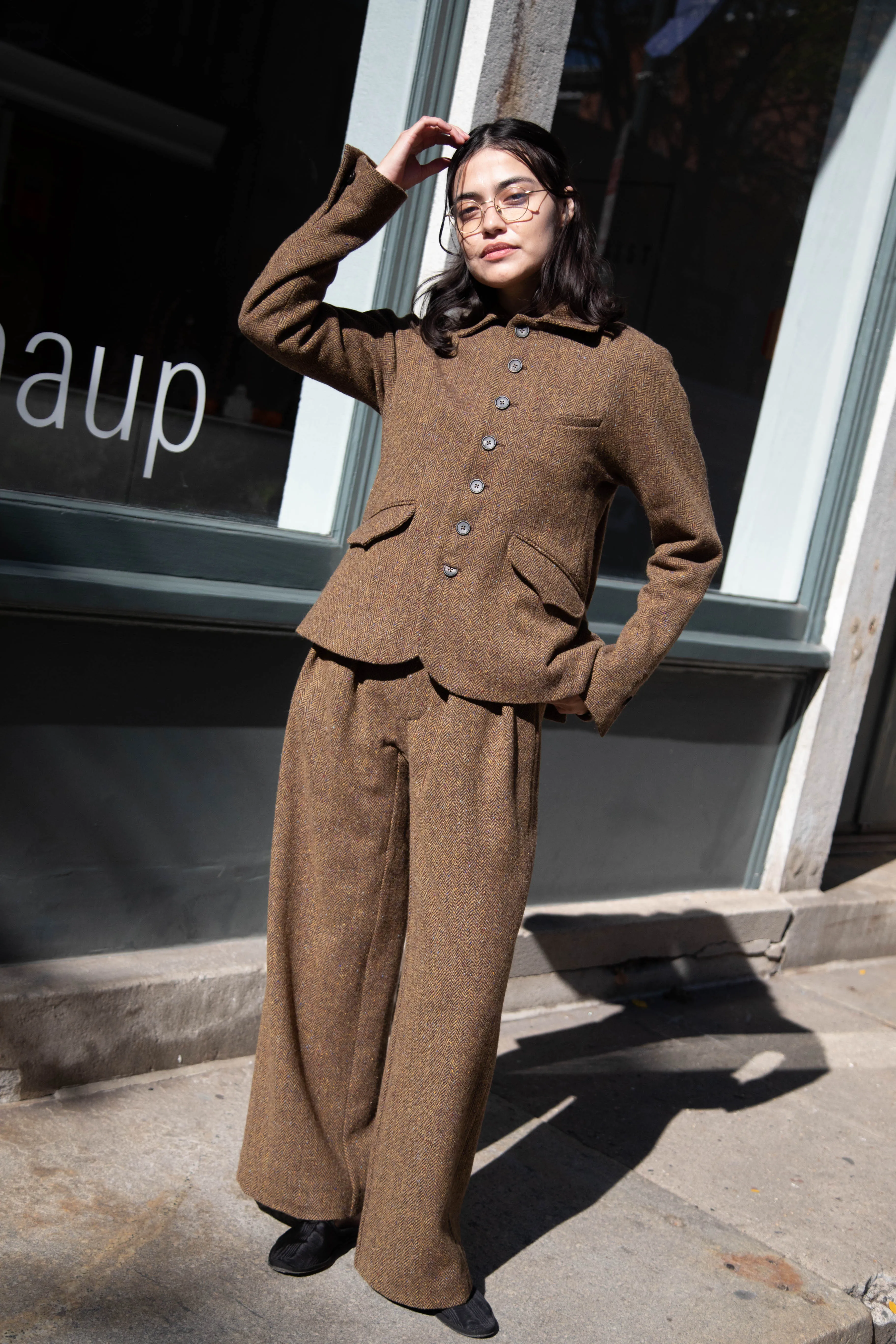 Seventyfive | Pleated Trouser in Donegal Herringbone