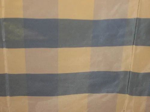 SILK TAFFETA FABRIC 54&quot; Blue &amp; sand gold colour gorgeous plaids TAFC15[1]