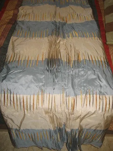 SILK TAFFETA FABRIC 54&quot;Ivory &amp; Powder Blue colour gorgeous embroidery