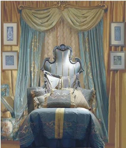 SILK TAFFETA FABRIC 54&quot;Ivory &amp; Powder Blue colour gorgeous embroidery