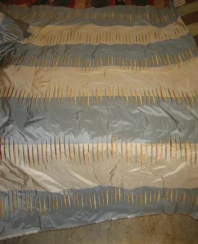 SILK TAFFETA FABRIC 54&quot;Ivory &amp; Powder Blue colour gorgeous embroidery