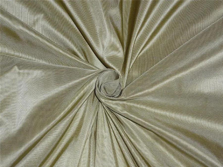 SILK TAFFETA FABRIC GREEN X YELLOW COLOUR PLAIDS-60&quot; wide