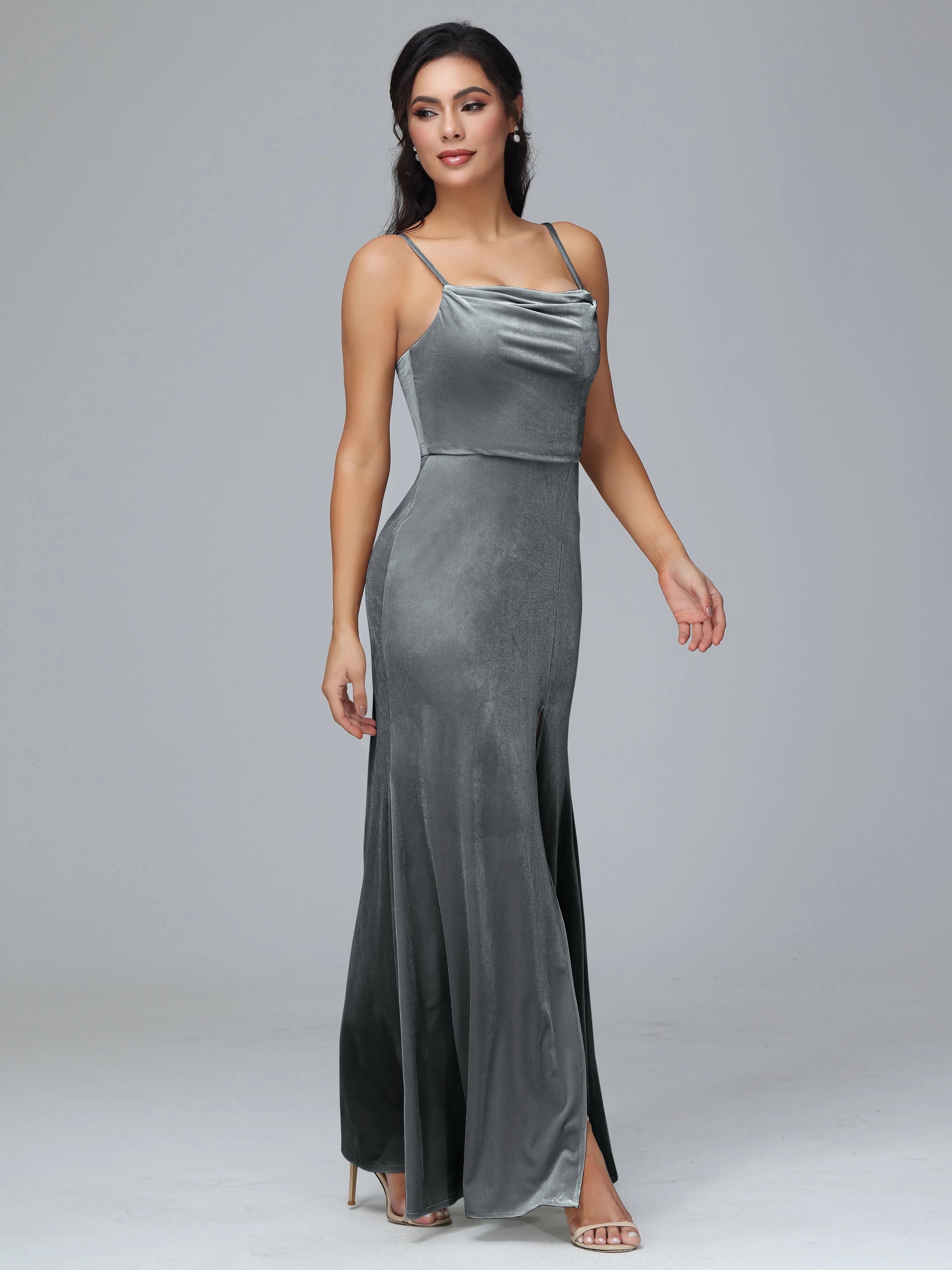 Spaghetti Straps Plus Size Bridesmaid Dresses With Split