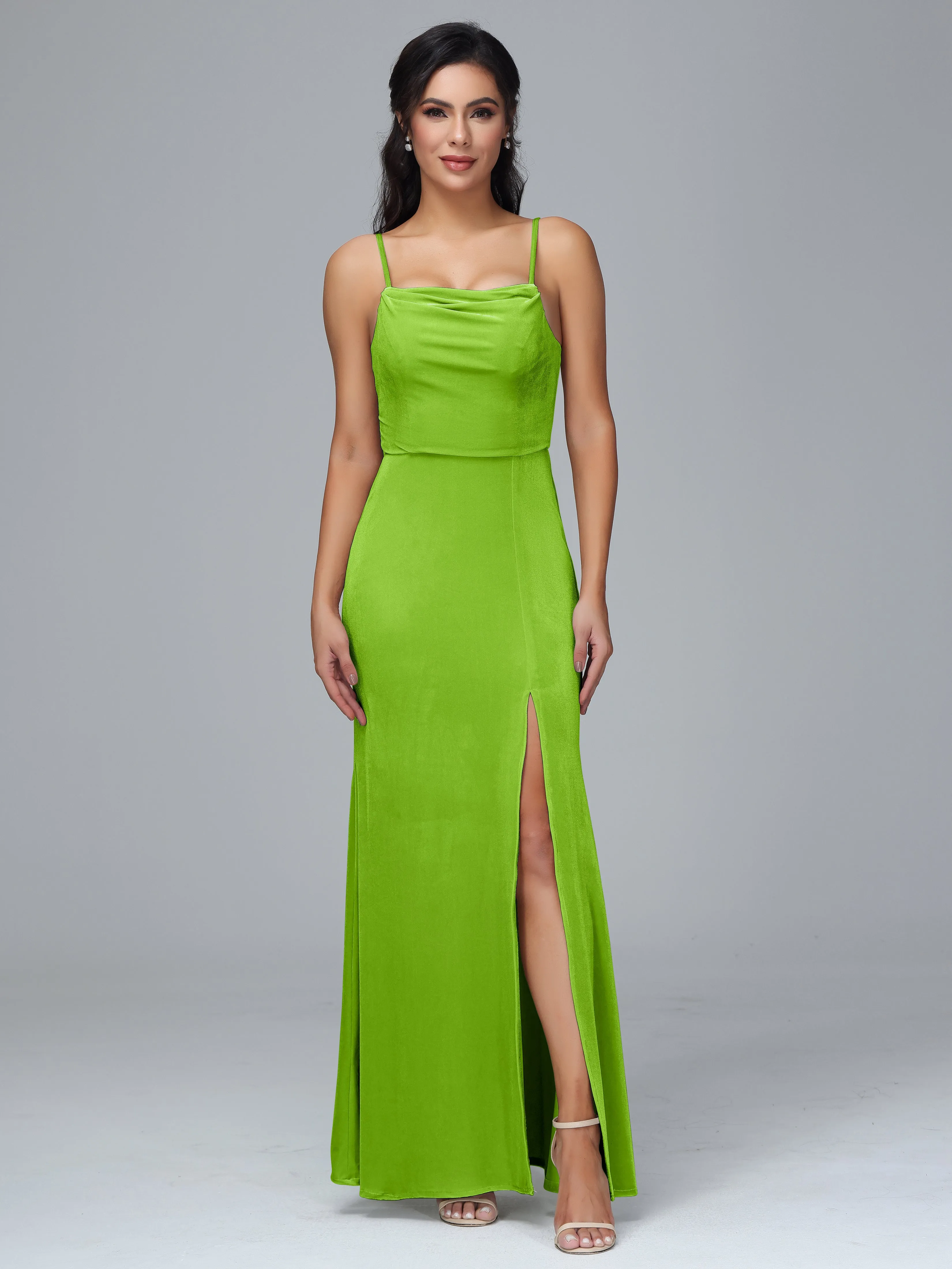 Spaghetti Straps Plus Size Bridesmaid Dresses With Split