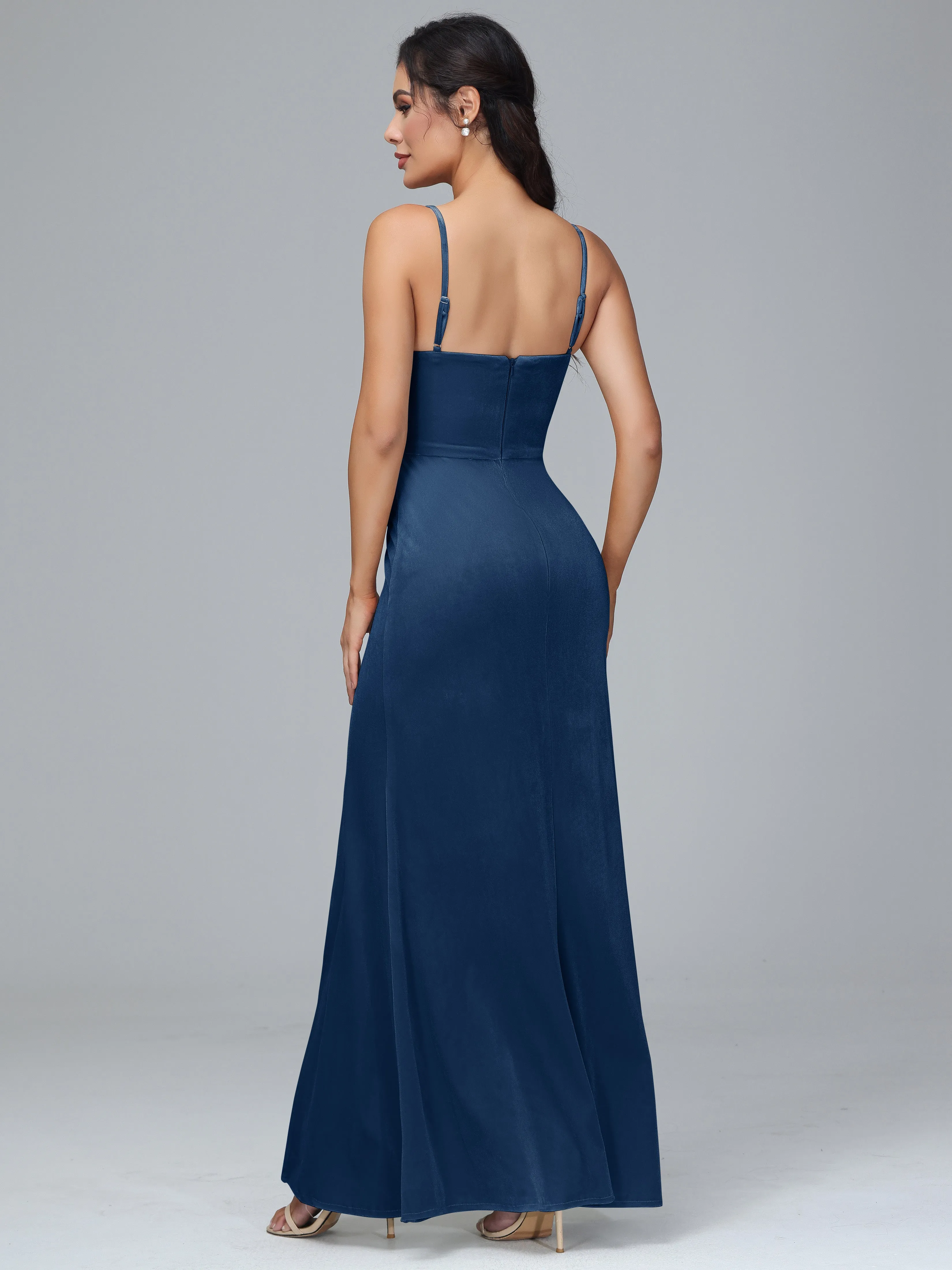 Spaghetti Straps Plus Size Bridesmaid Dresses With Split