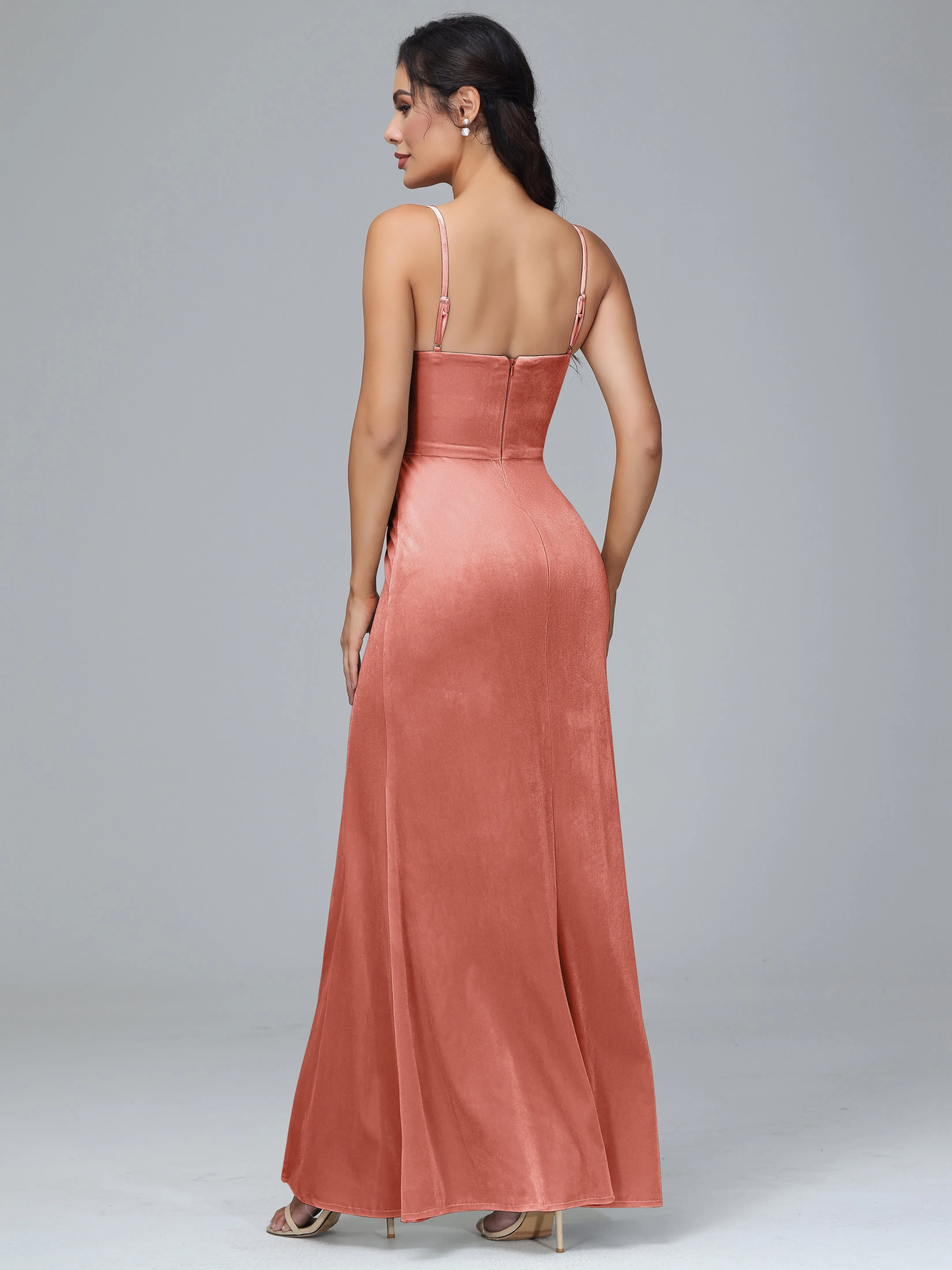 Spaghetti Straps Plus Size Bridesmaid Dresses With Split
