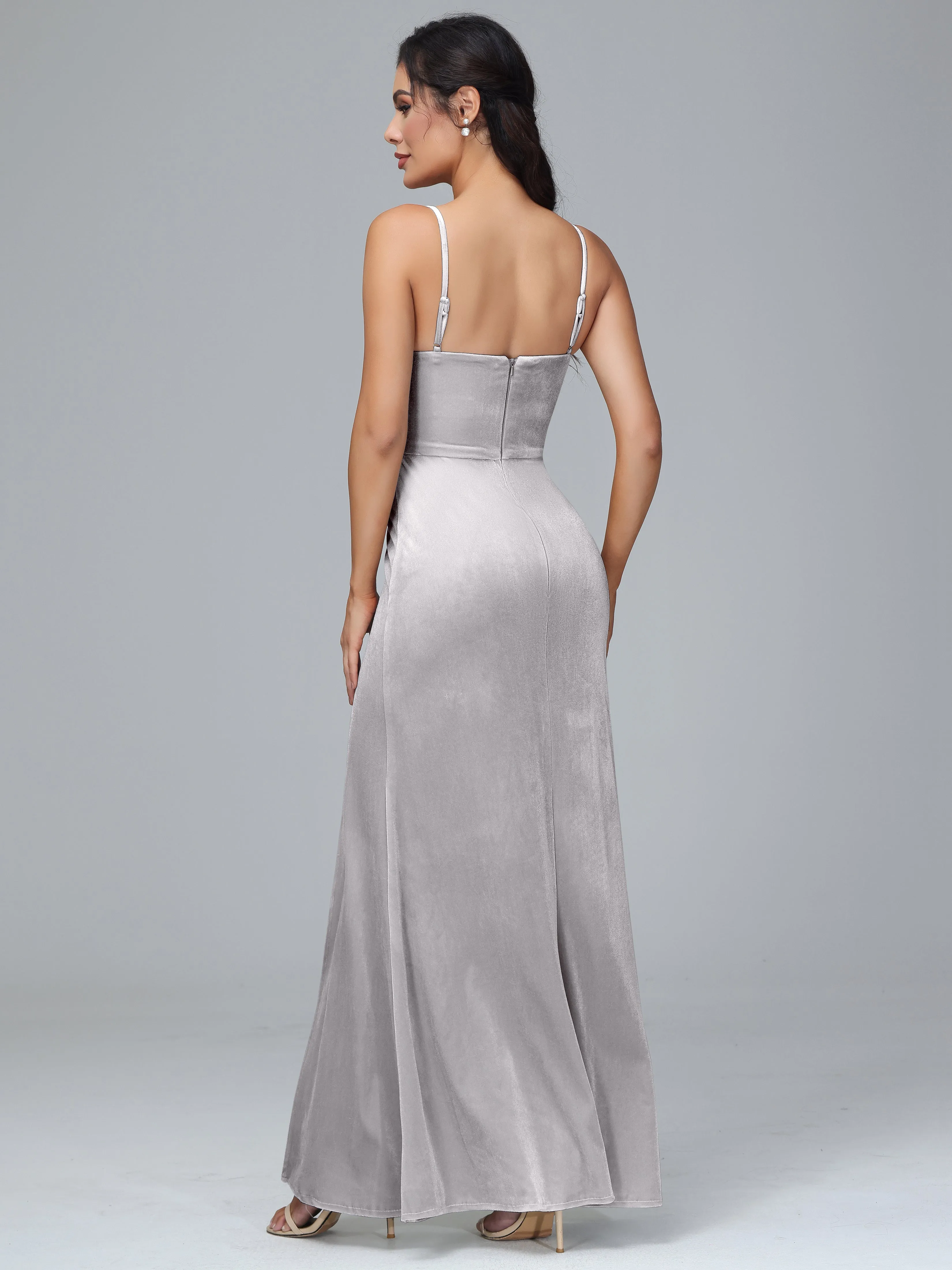 Spaghetti Straps Plus Size Bridesmaid Dresses With Split