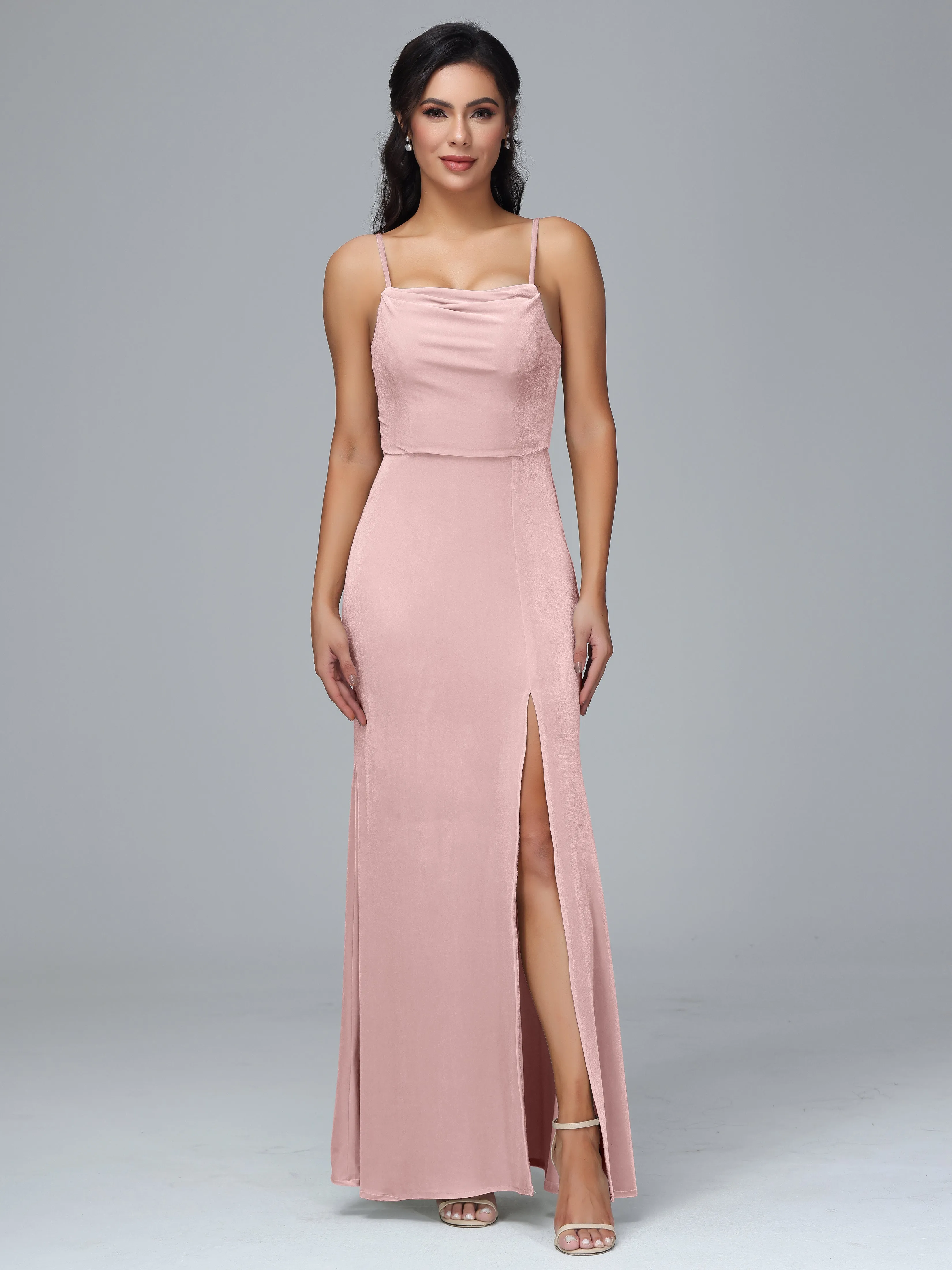 Spaghetti Straps Plus Size Bridesmaid Dresses With Split
