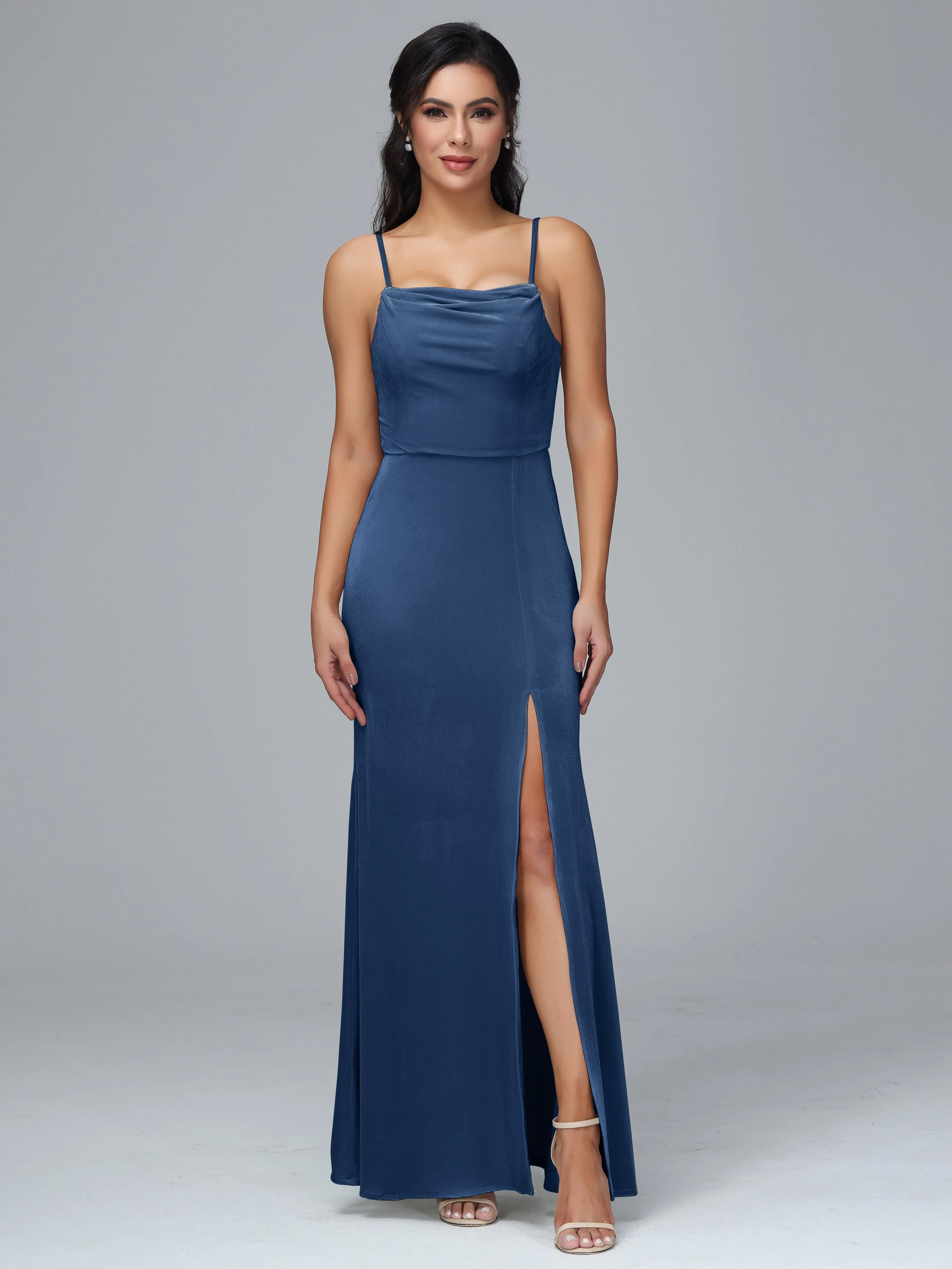 Spaghetti Straps Plus Size Bridesmaid Dresses With Split