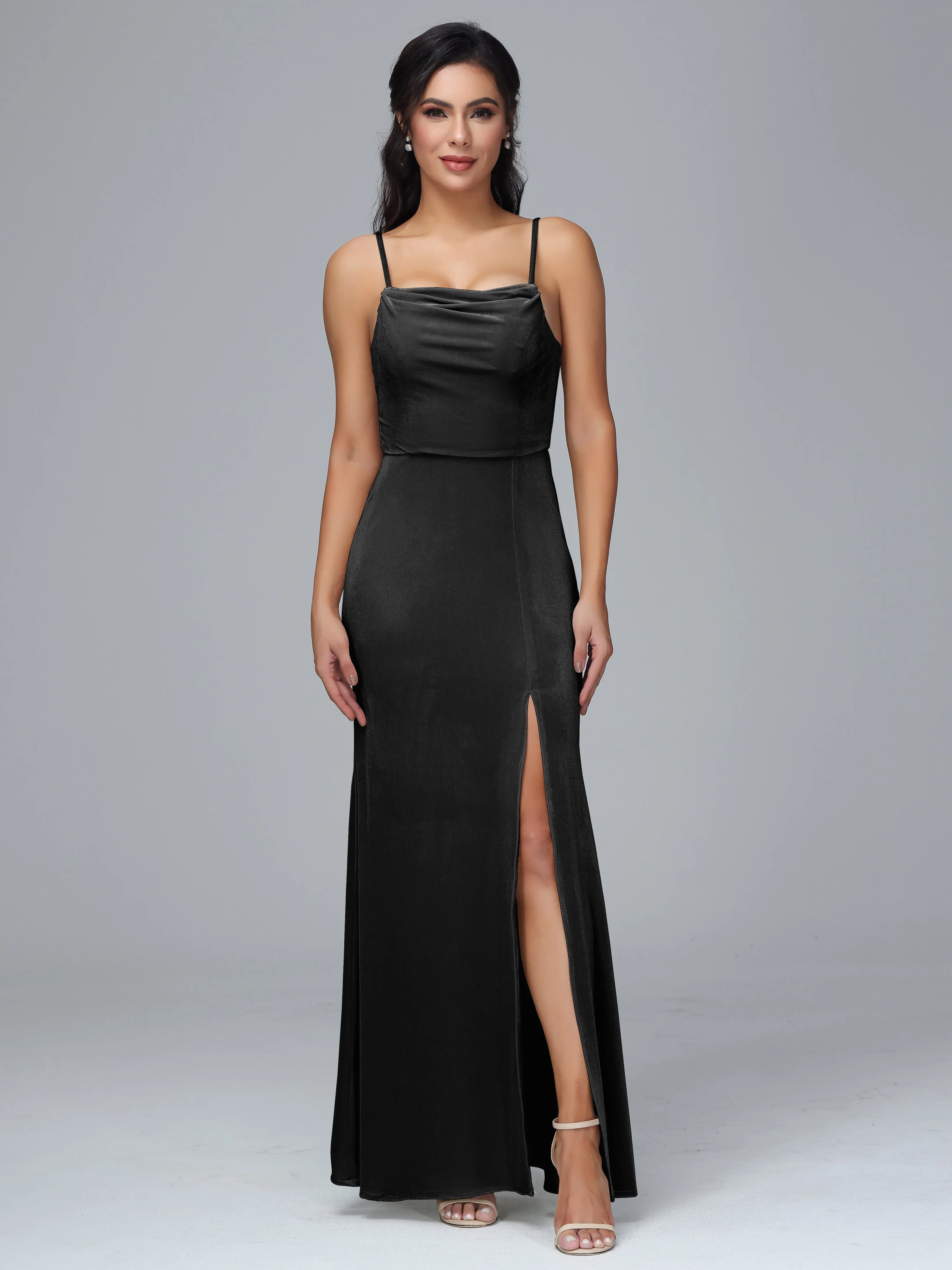 Spaghetti Straps Plus Size Bridesmaid Dresses With Split