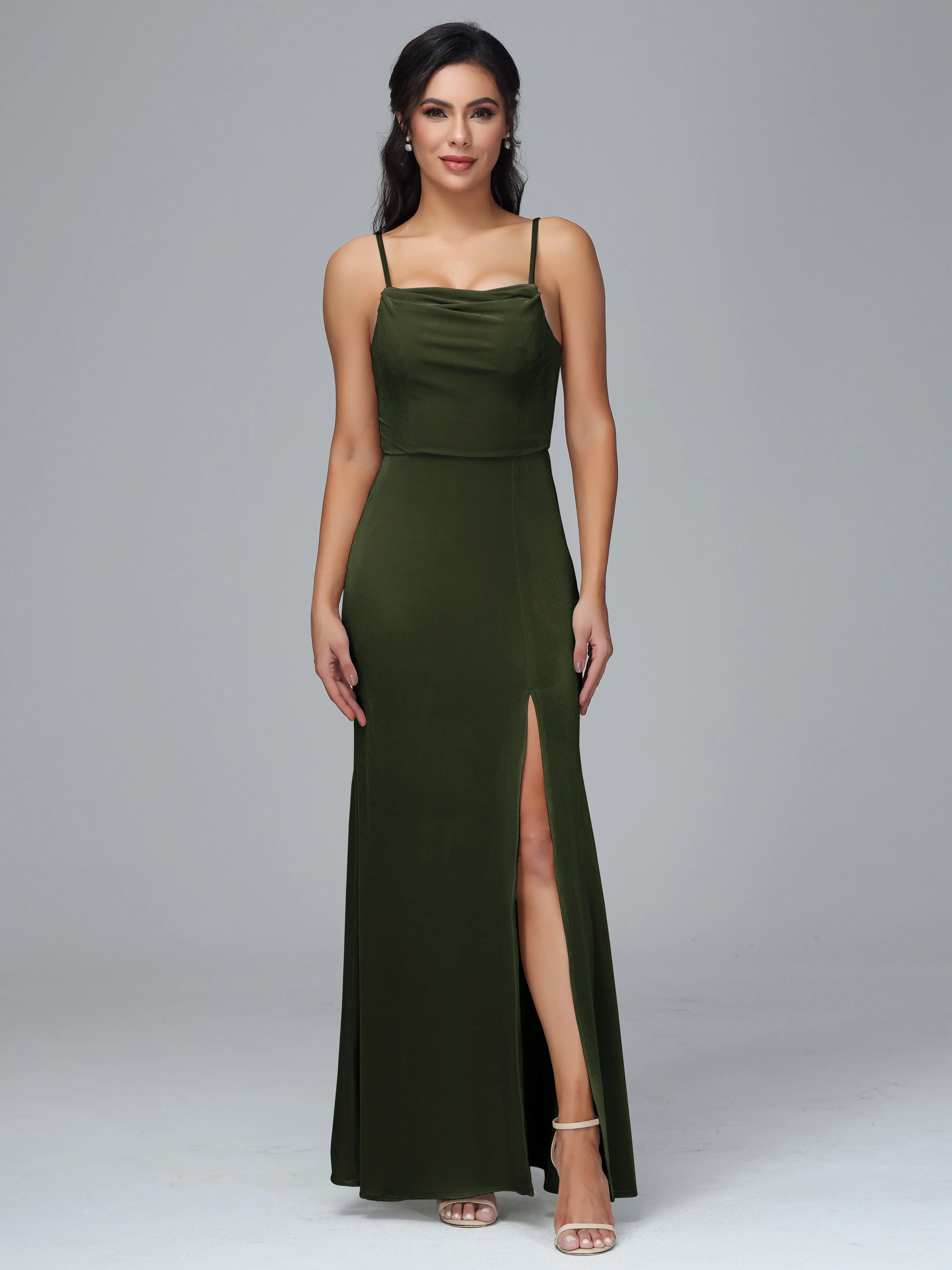 Spaghetti Straps Plus Size Bridesmaid Dresses With Split