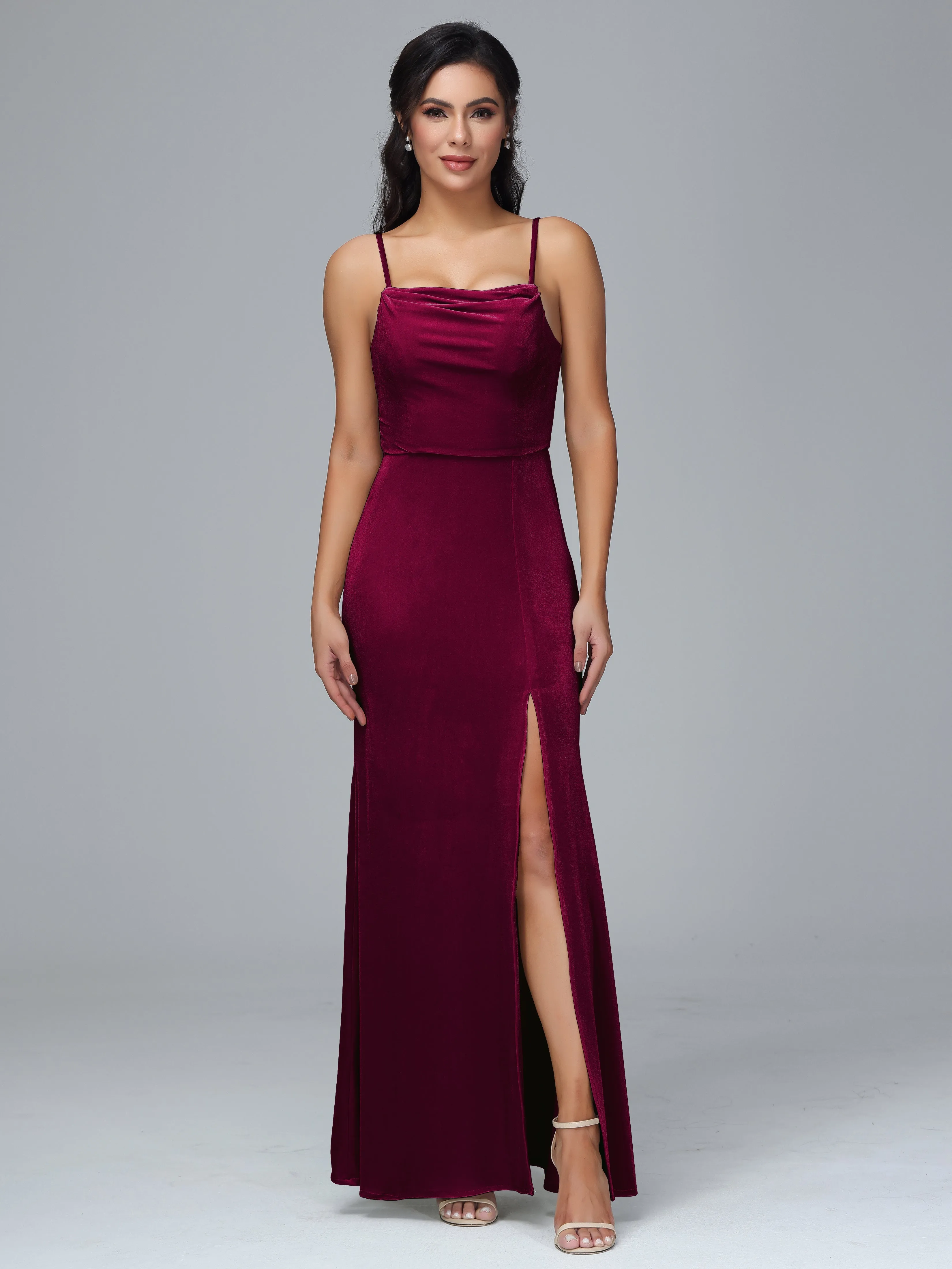 Spaghetti Straps Plus Size Bridesmaid Dresses With Split