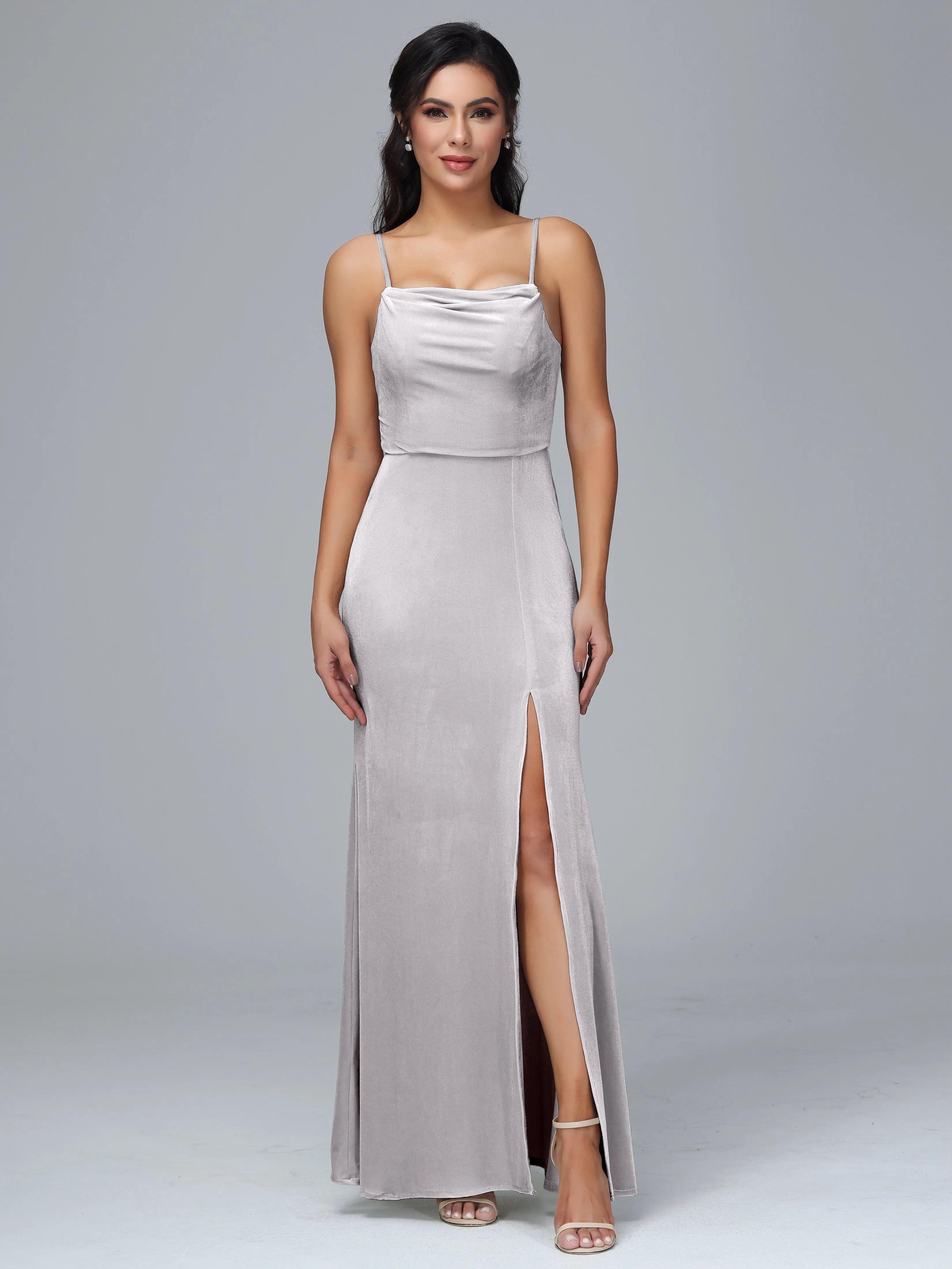 Spaghetti Straps Plus Size Bridesmaid Dresses With Split