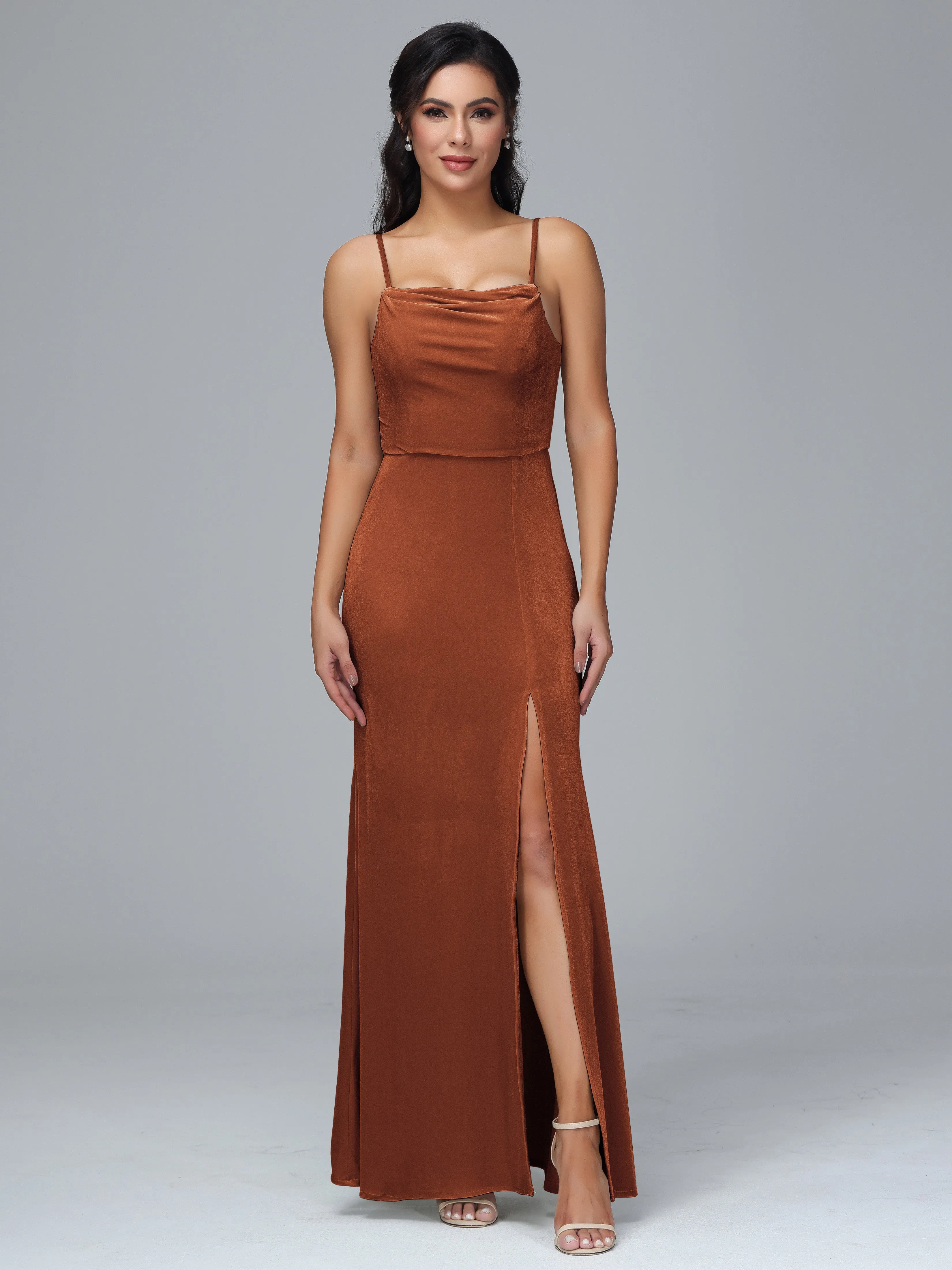 Spaghetti Straps Plus Size Bridesmaid Dresses With Split