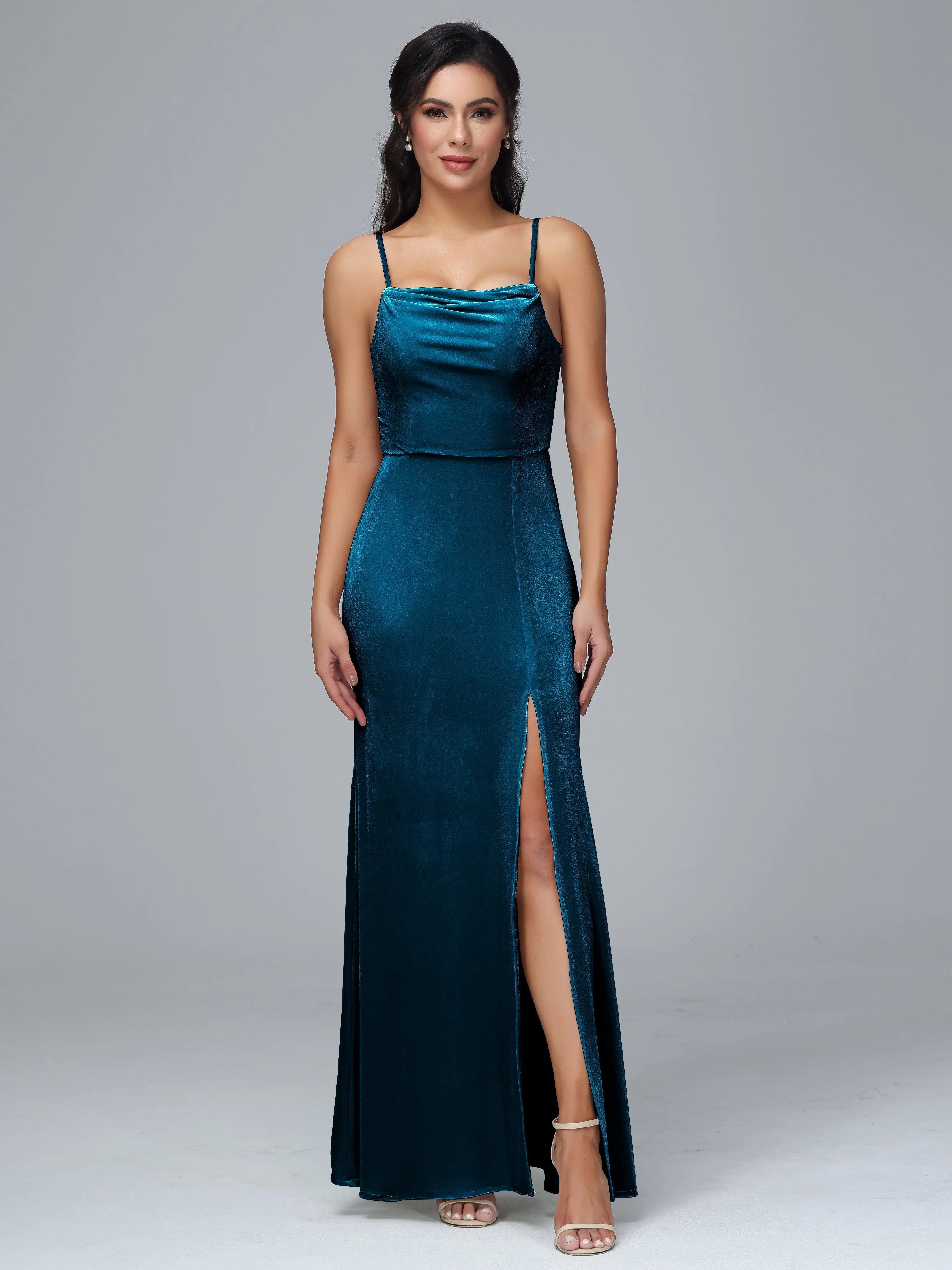 Spaghetti Straps Plus Size Bridesmaid Dresses With Split
