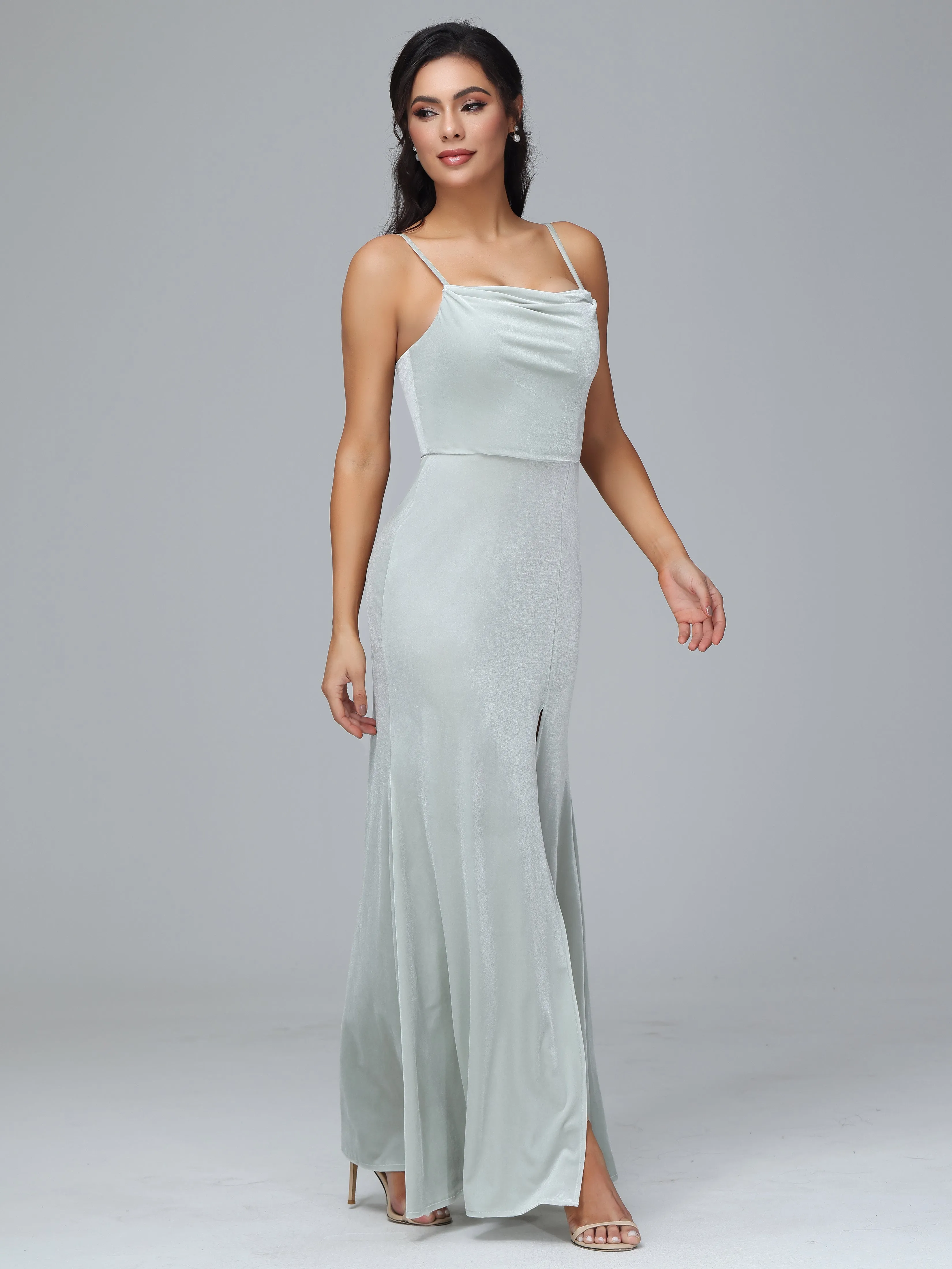 Spaghetti Straps Plus Size Bridesmaid Dresses With Split