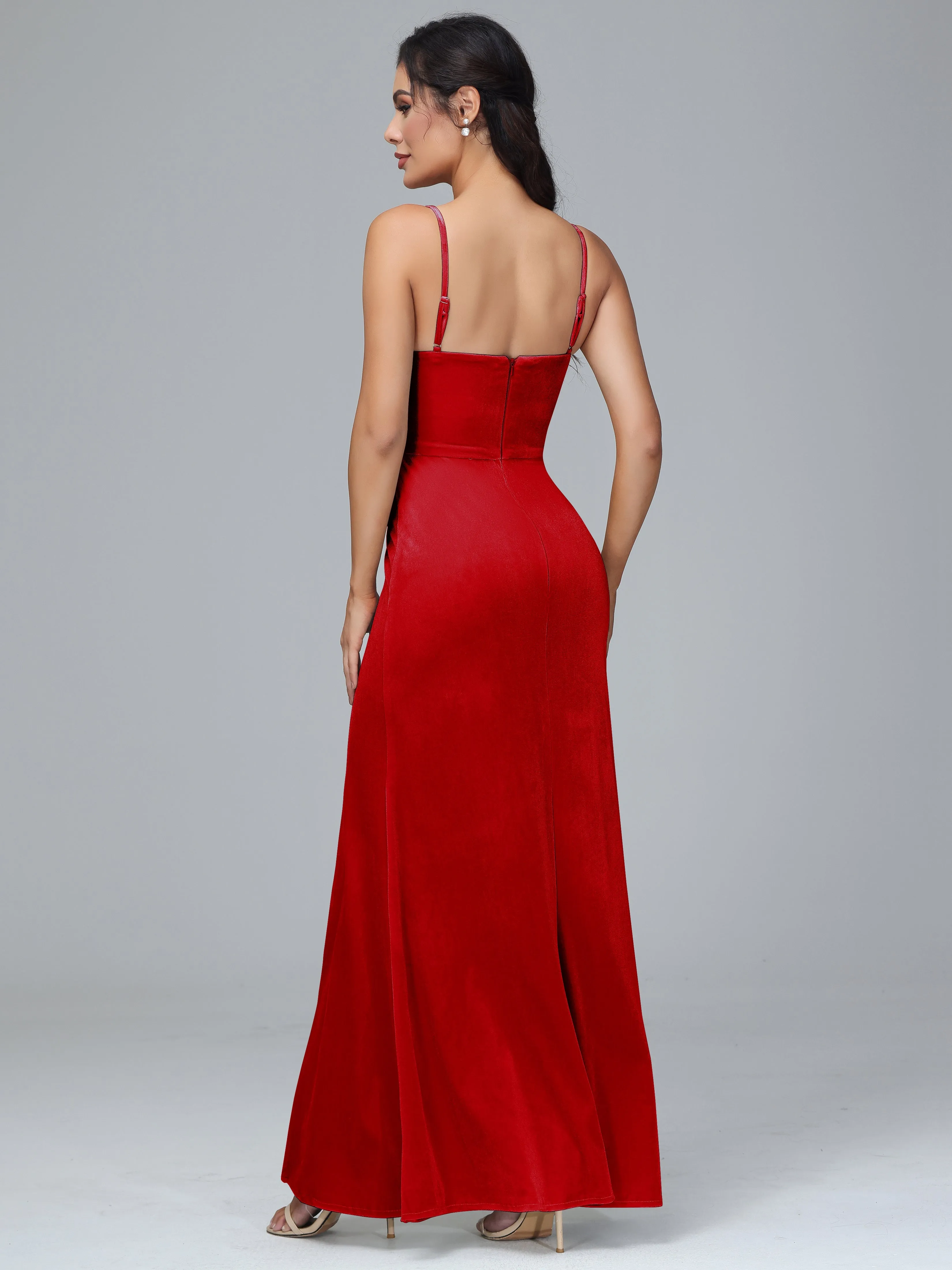 Spaghetti Straps Plus Size Bridesmaid Dresses With Split