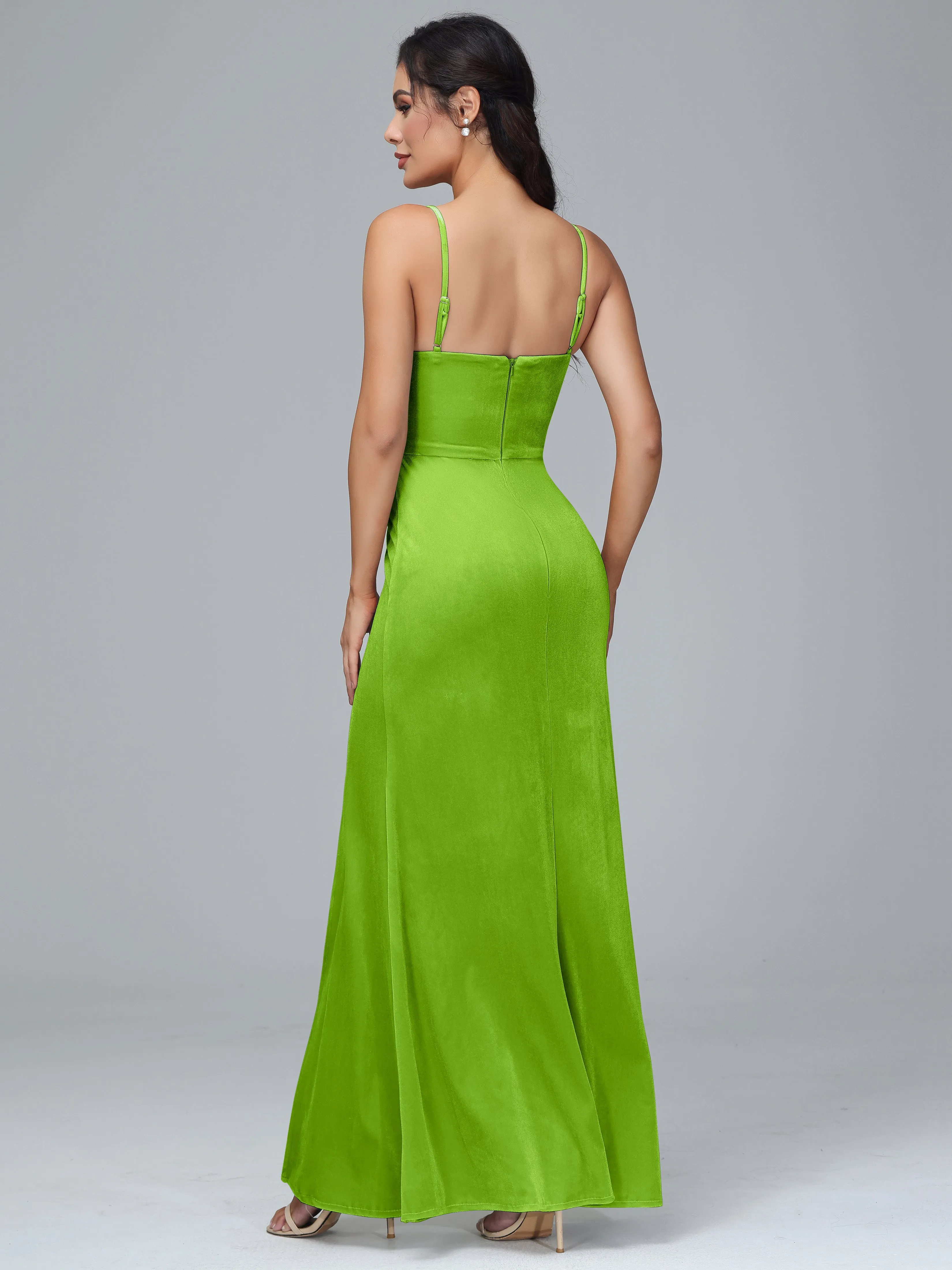 Spaghetti Straps Plus Size Bridesmaid Dresses With Split