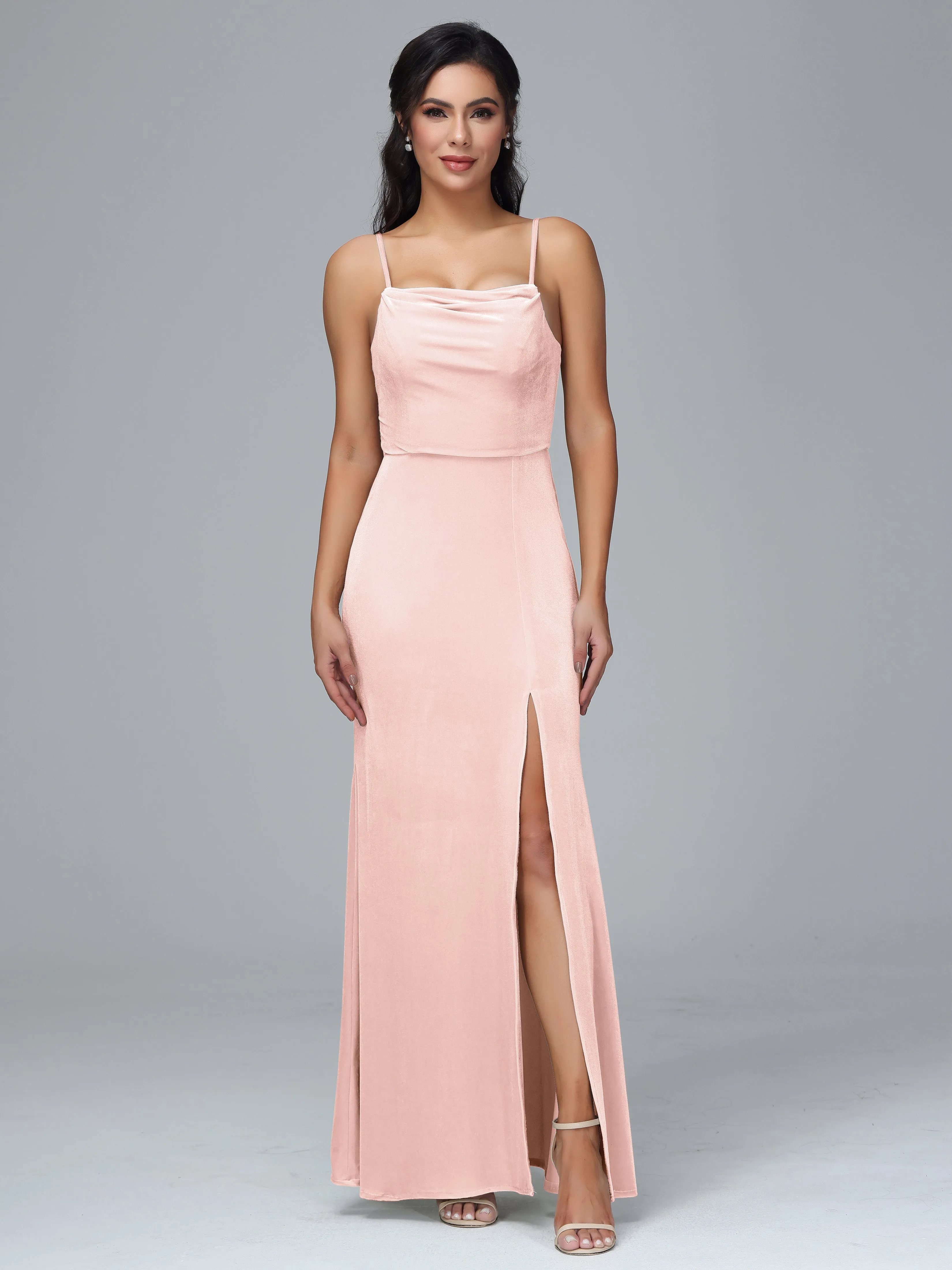 Spaghetti Straps Plus Size Bridesmaid Dresses With Split