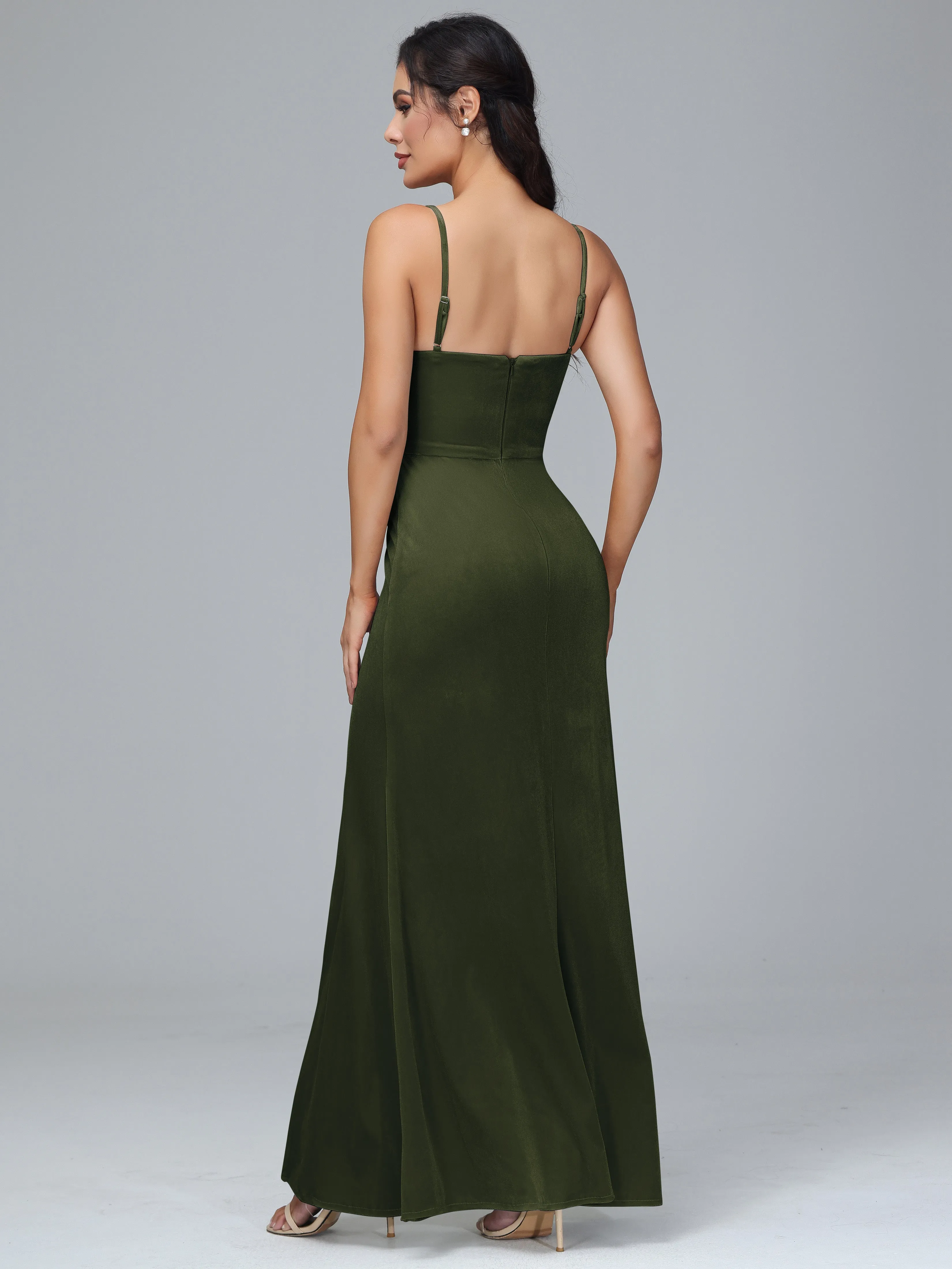 Spaghetti Straps Plus Size Bridesmaid Dresses With Split